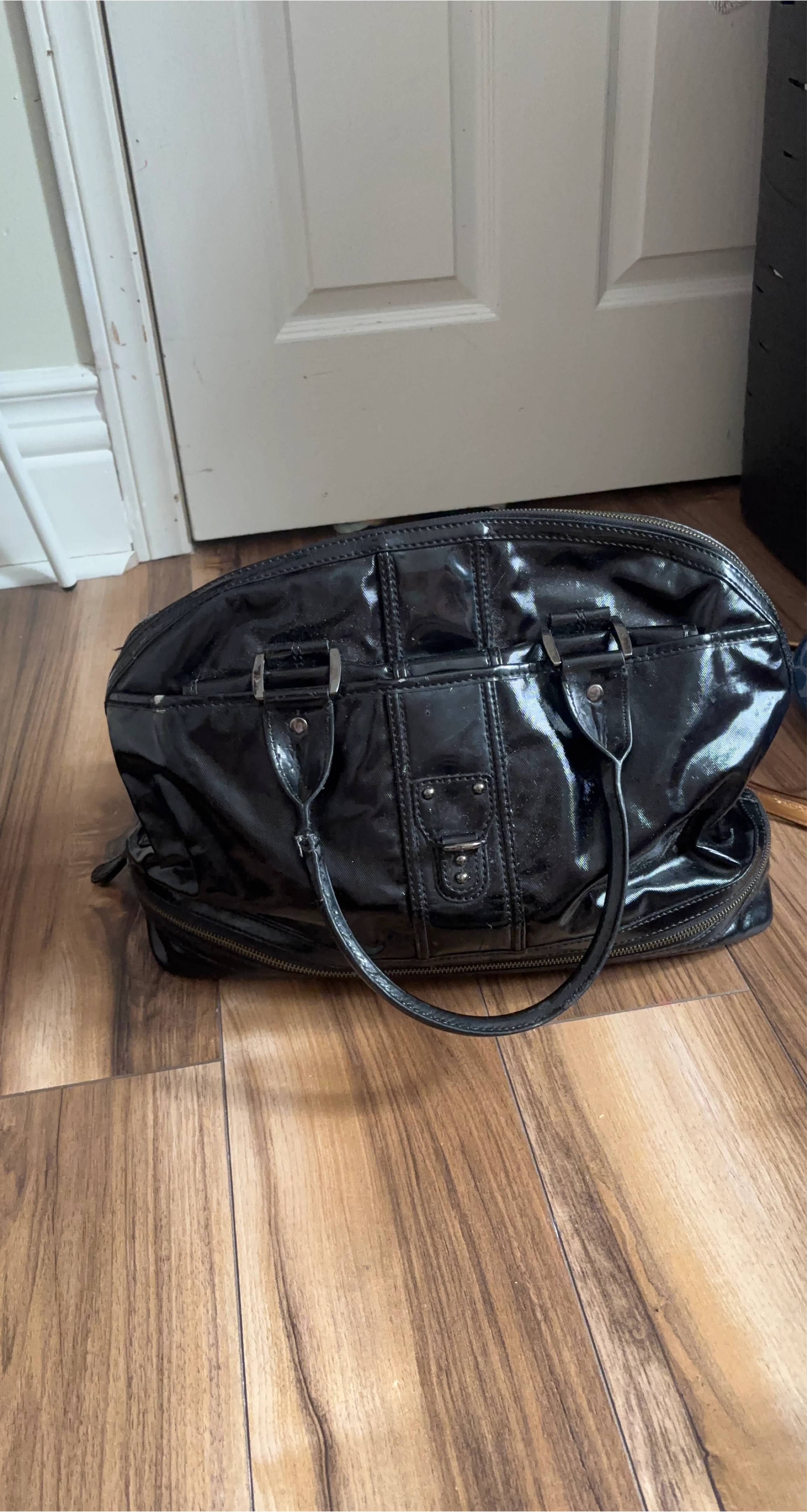 Black Patent Leather Tote Handbag