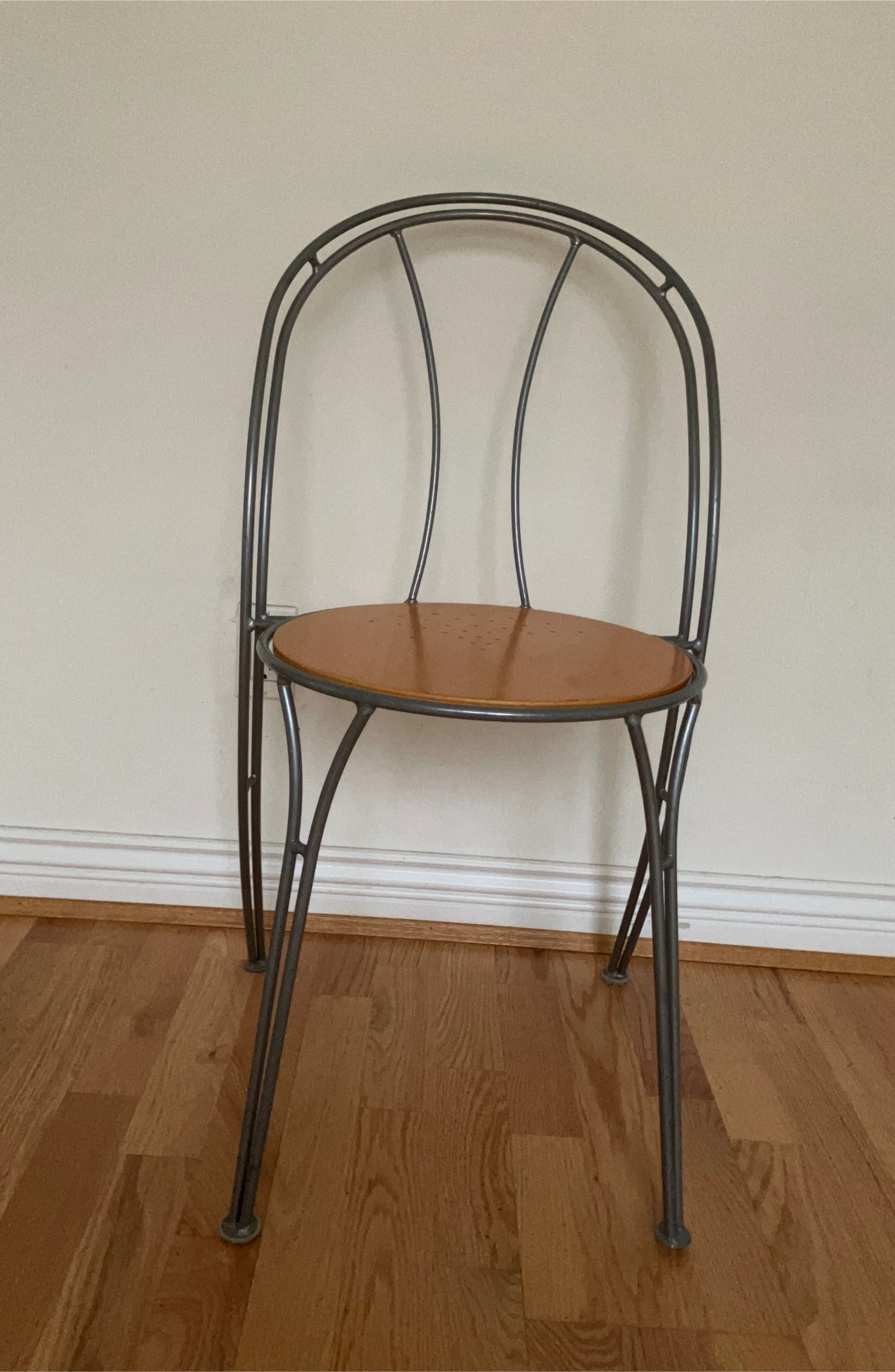 Metal Bistro Chair with Wooden Seat