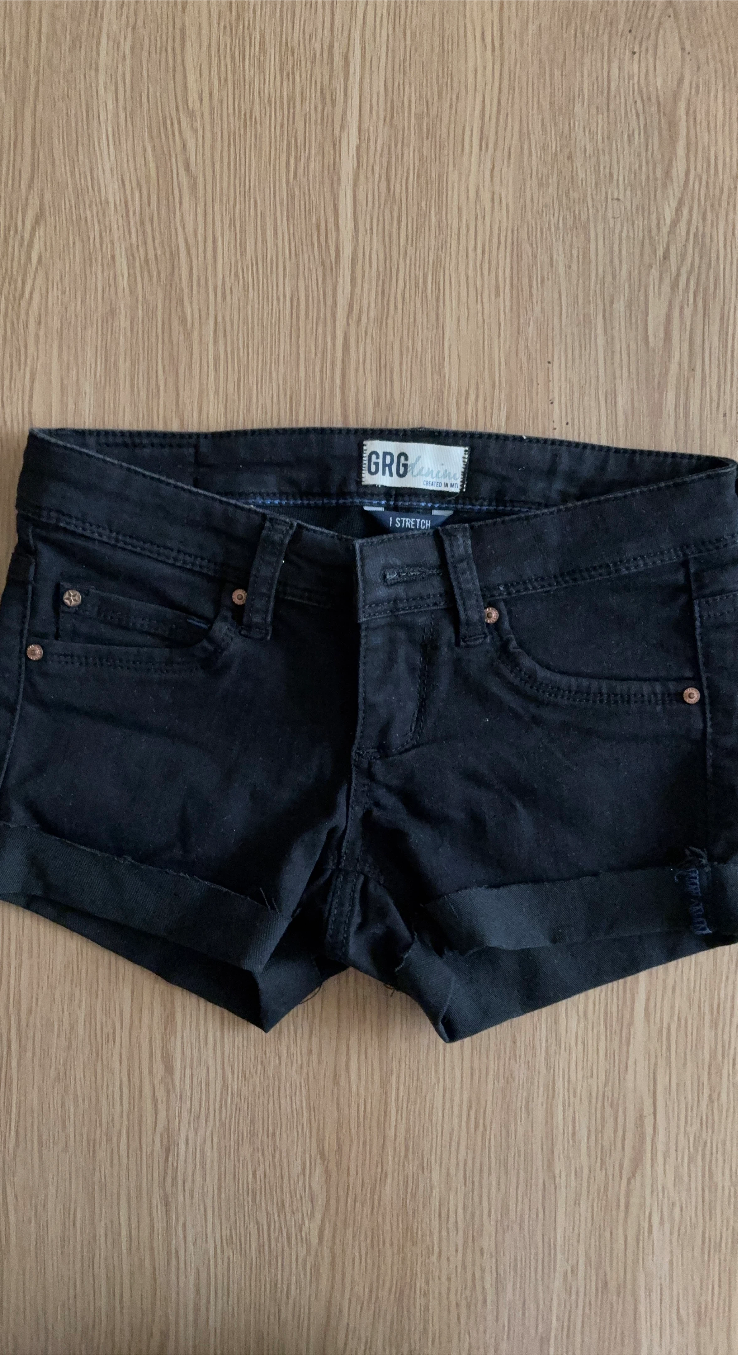 New GRG Denim Black Cuffed Shorts