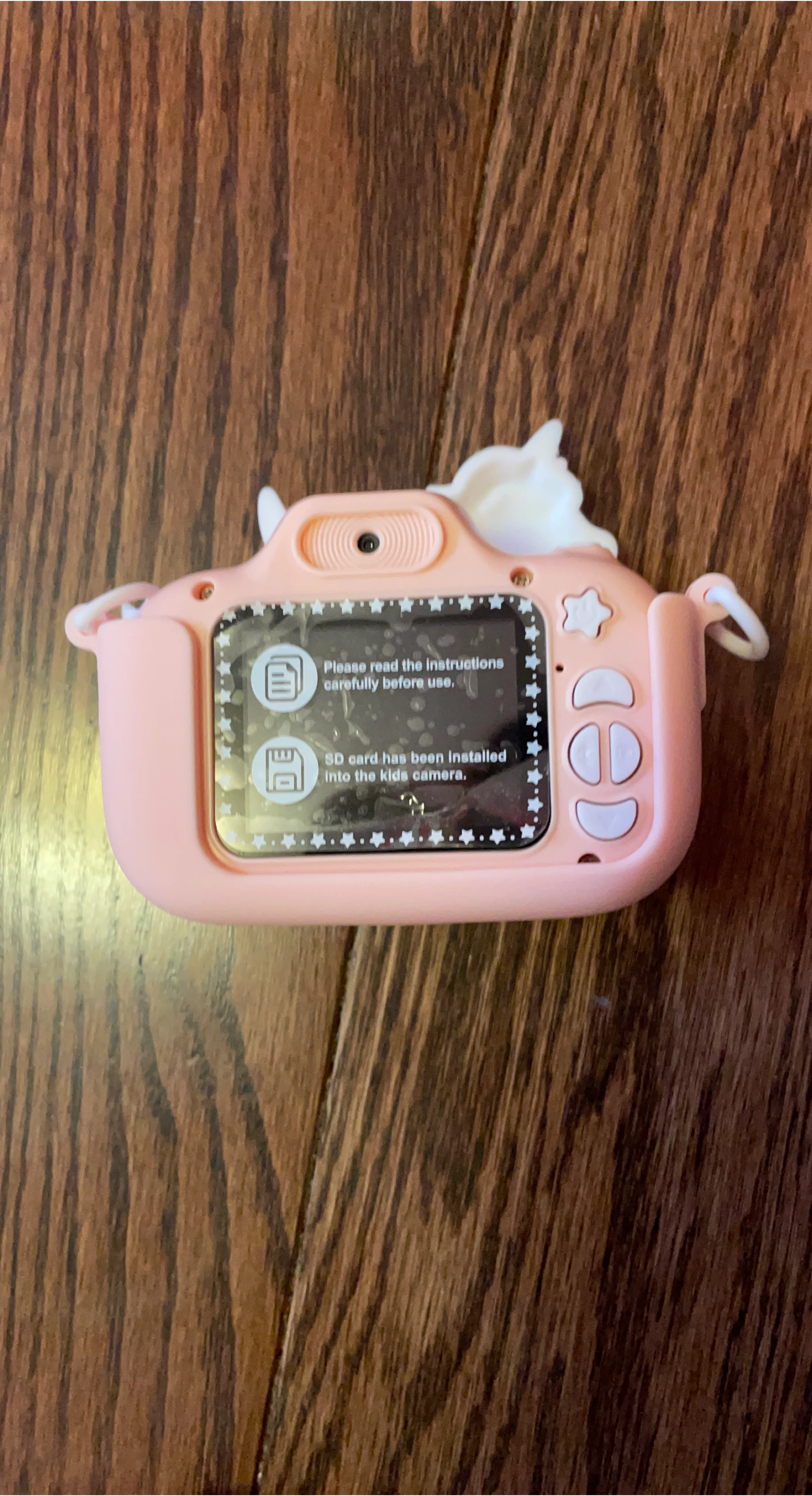 Pink Kids Digital Camera with Unicorn Decoration