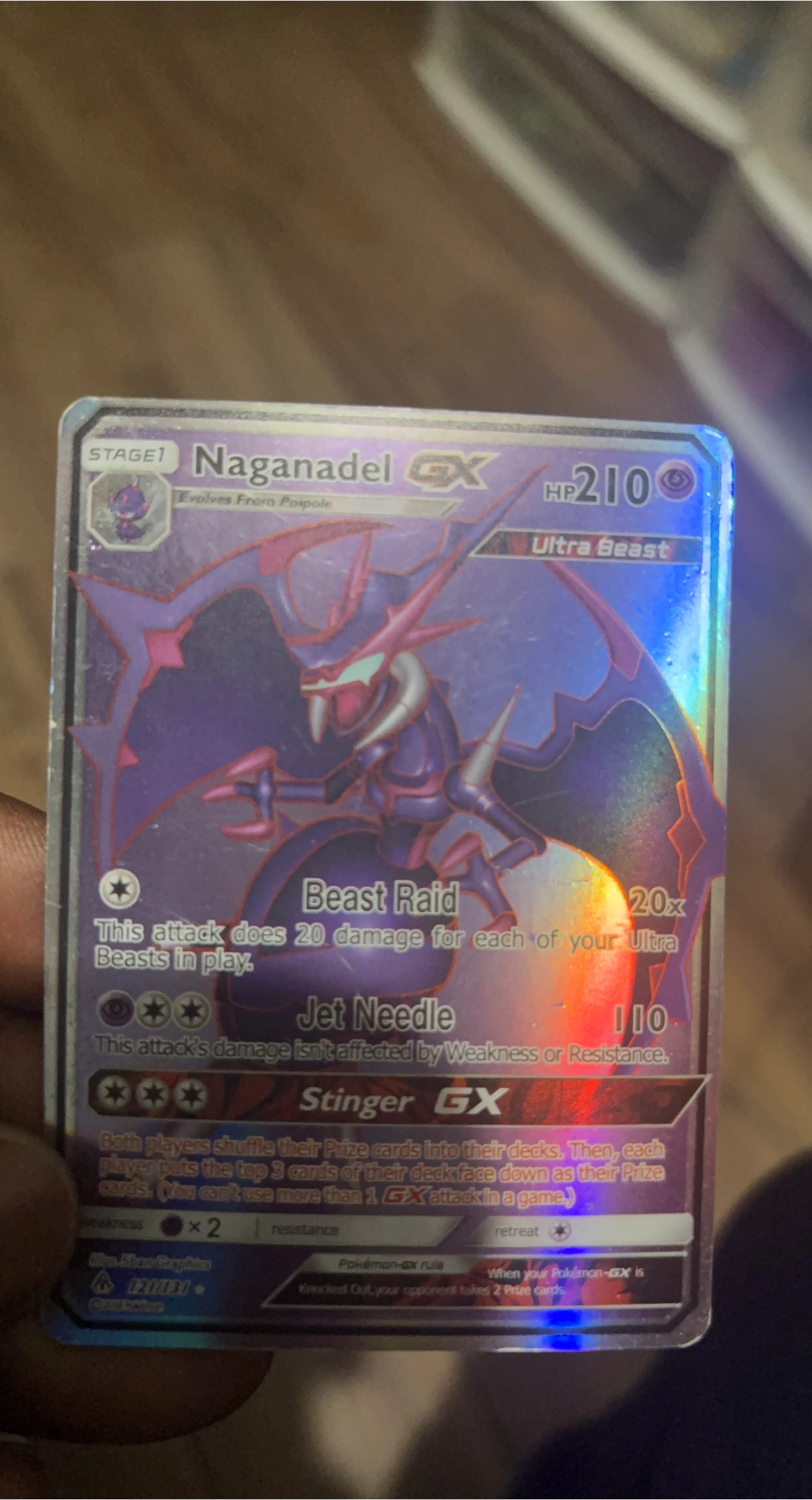 Naganadel GX Ultra Beast Pokemon Card 121/131