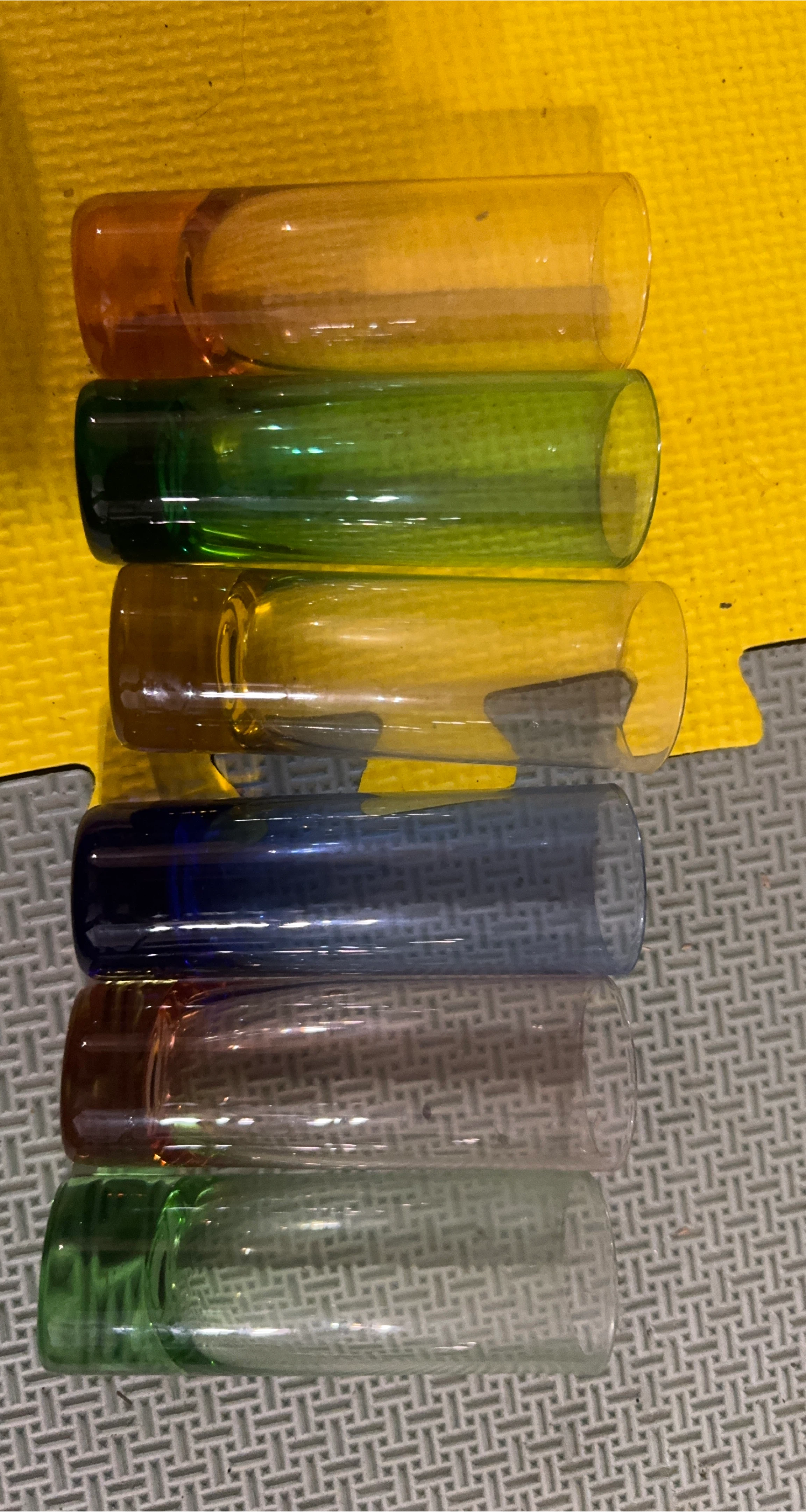 Set of 6 Coloured Glass Tubes