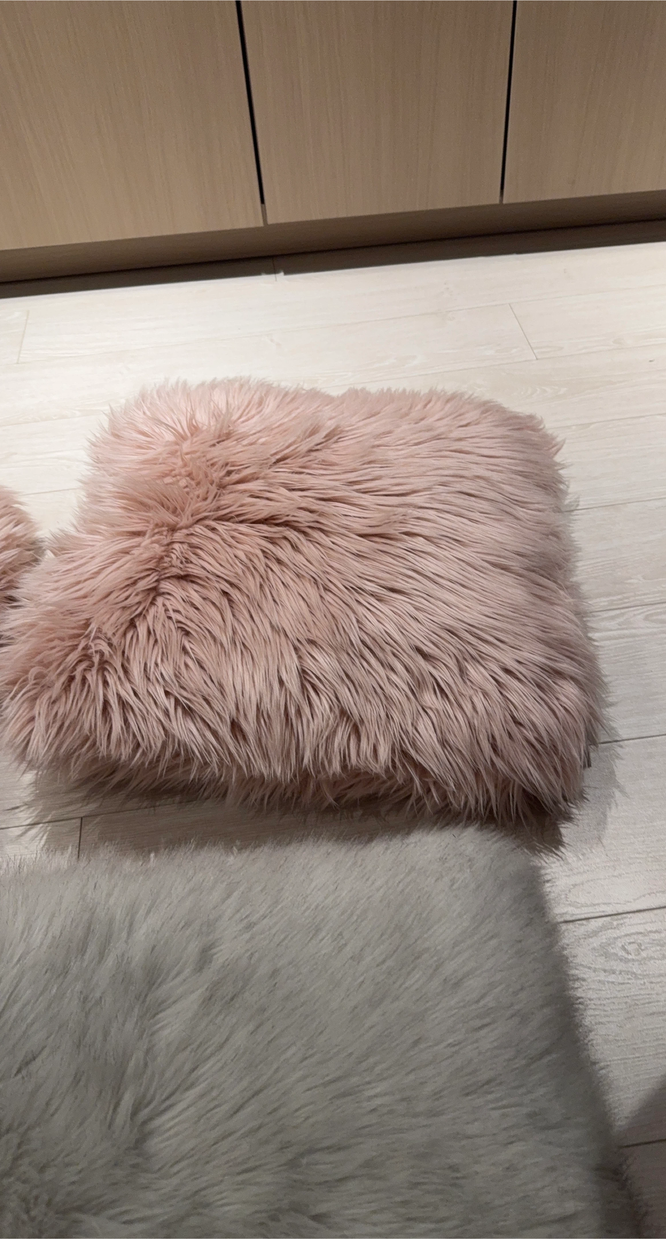 Pink Faux Fur Pillow Cover