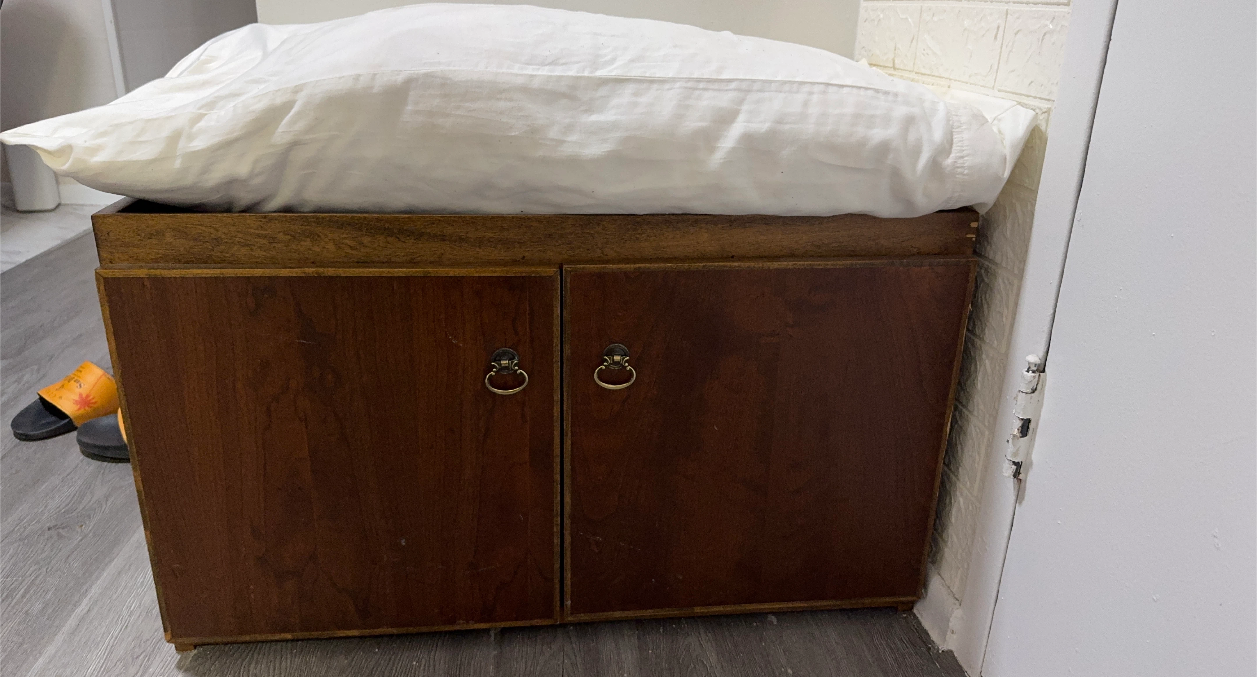 Vintage Wooden Storage Cabinet with Drawer Pulls