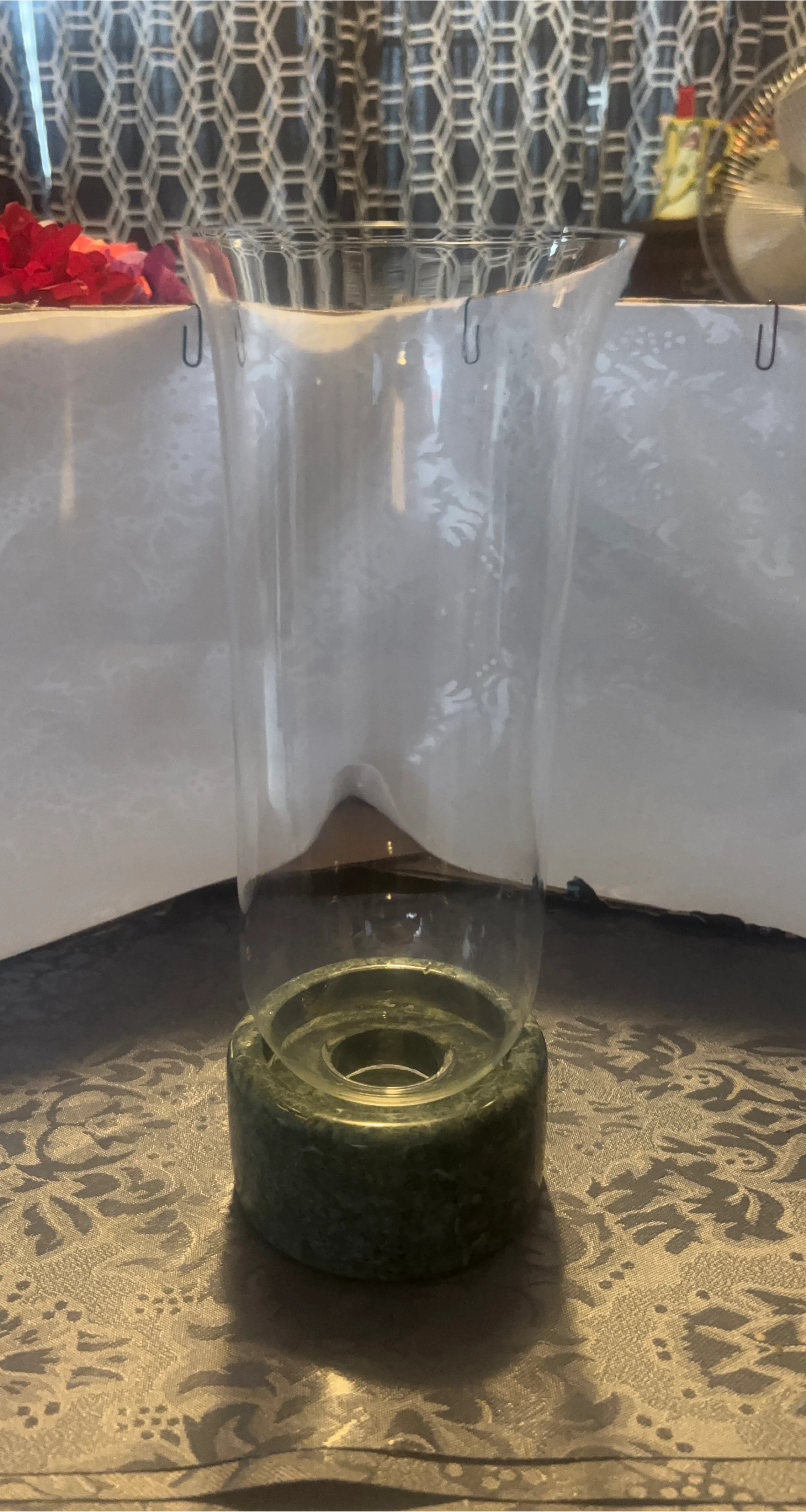 Glass Hurricane Candle Holder with Marble Base