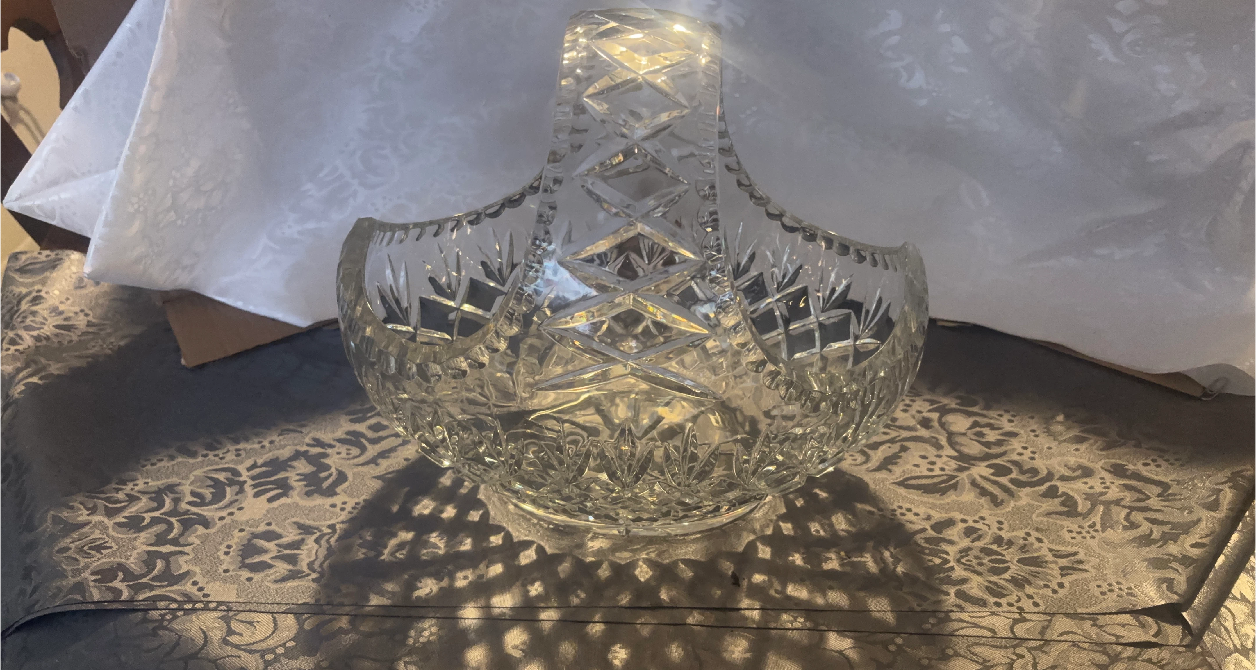 Crystal Cut Glass Basket