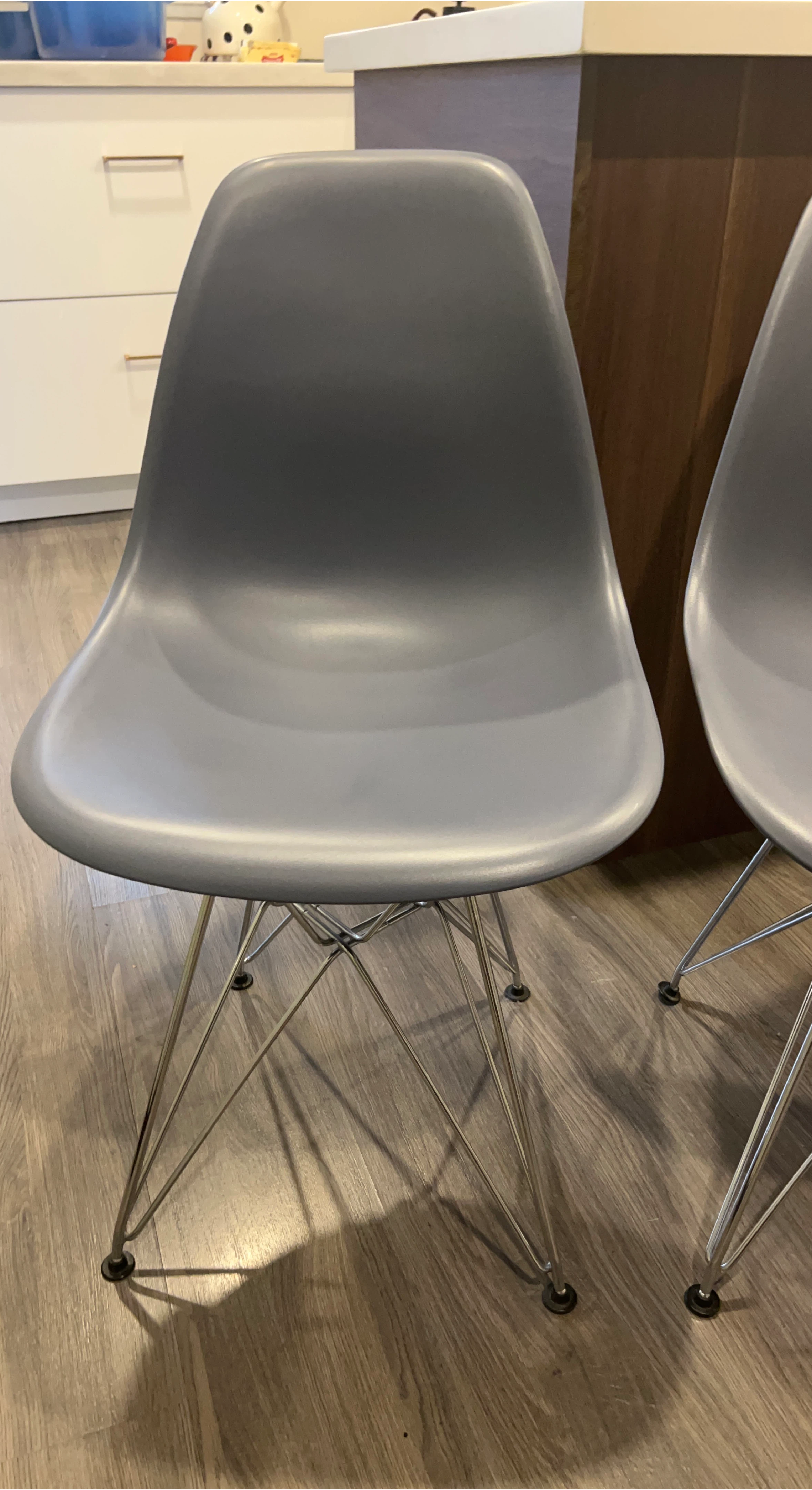 Set of 4 Grey Eames Style Dining Chairs