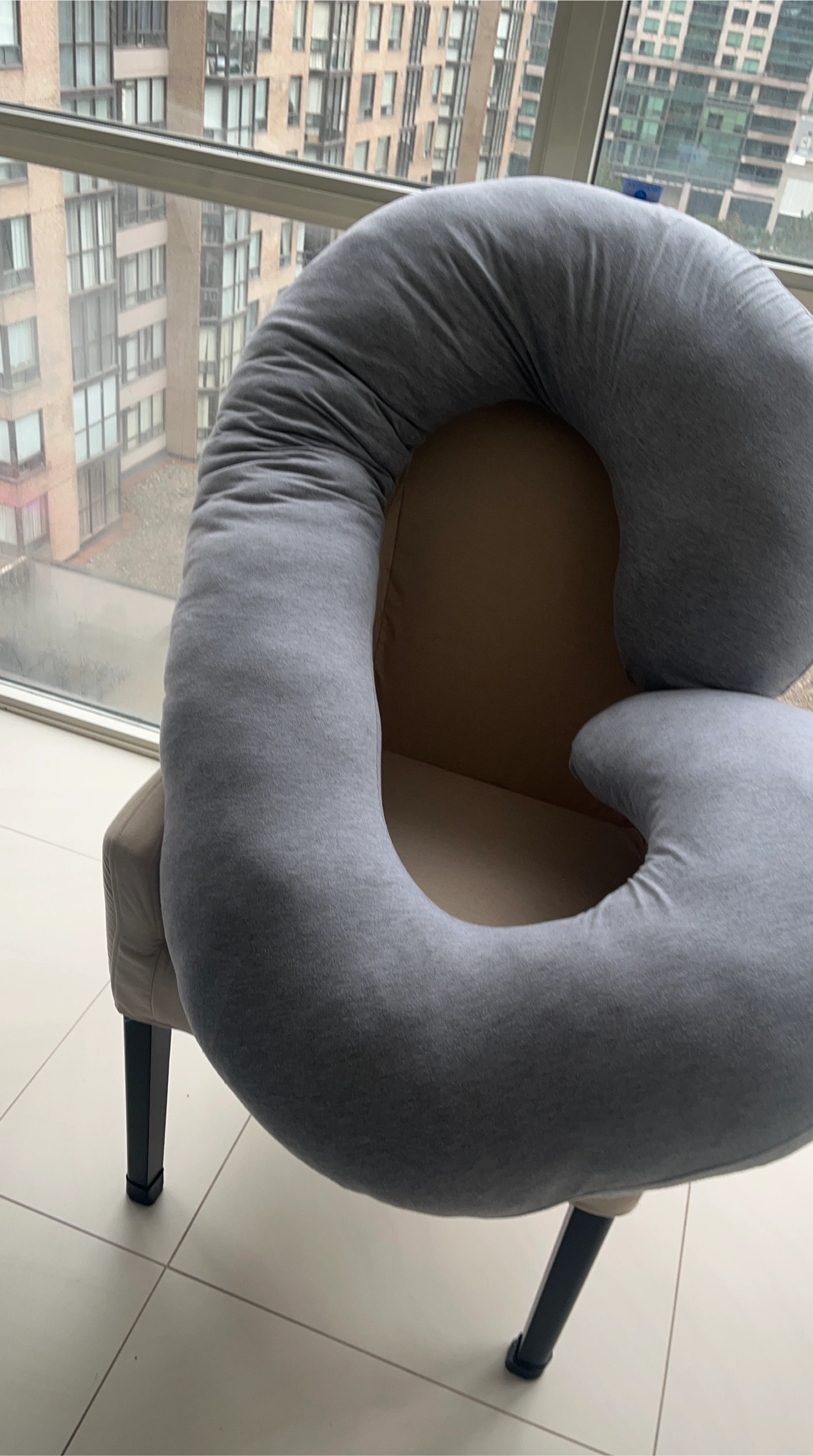 Grey C-Shaped Nursing Pillow