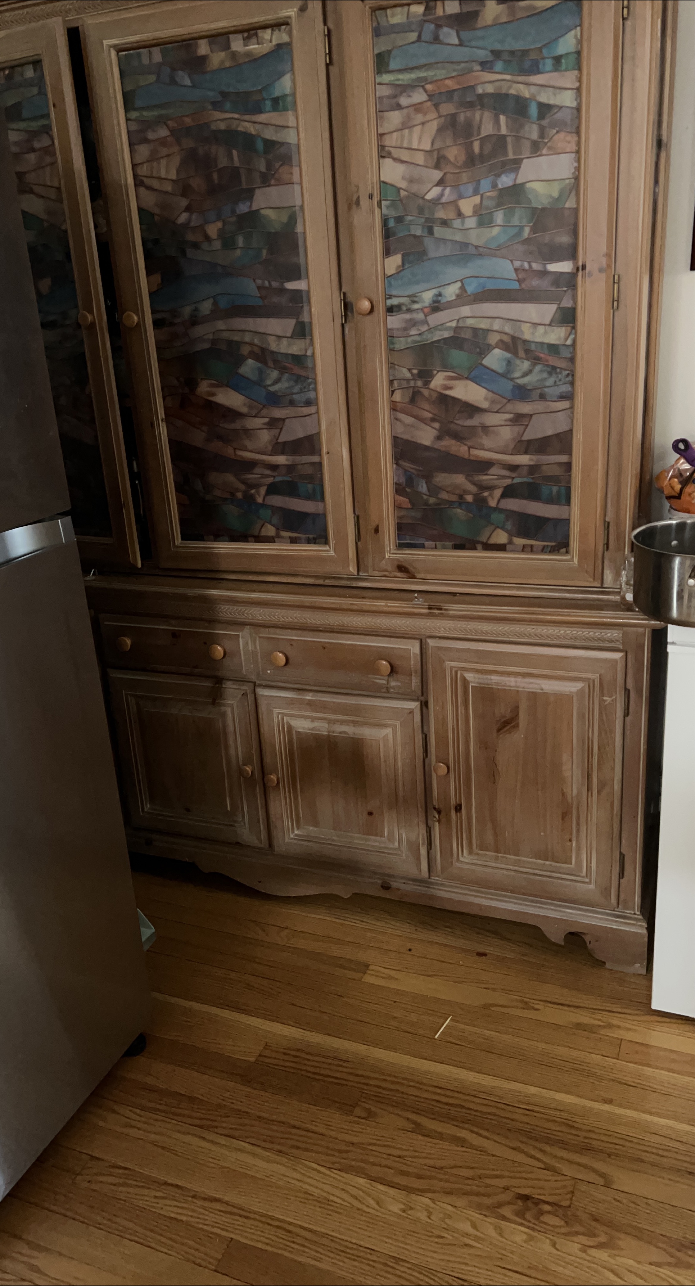 Wooden China Cabinet with Decorative Glass Doors