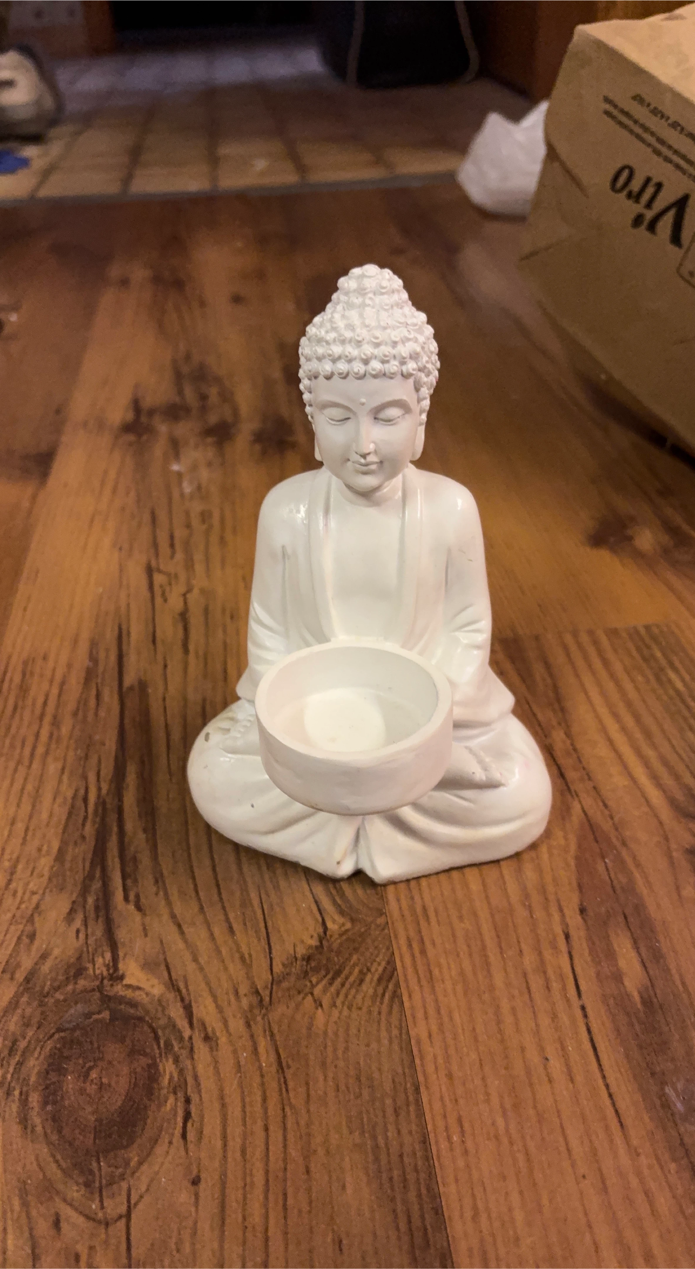 White Buddha Candle Holder