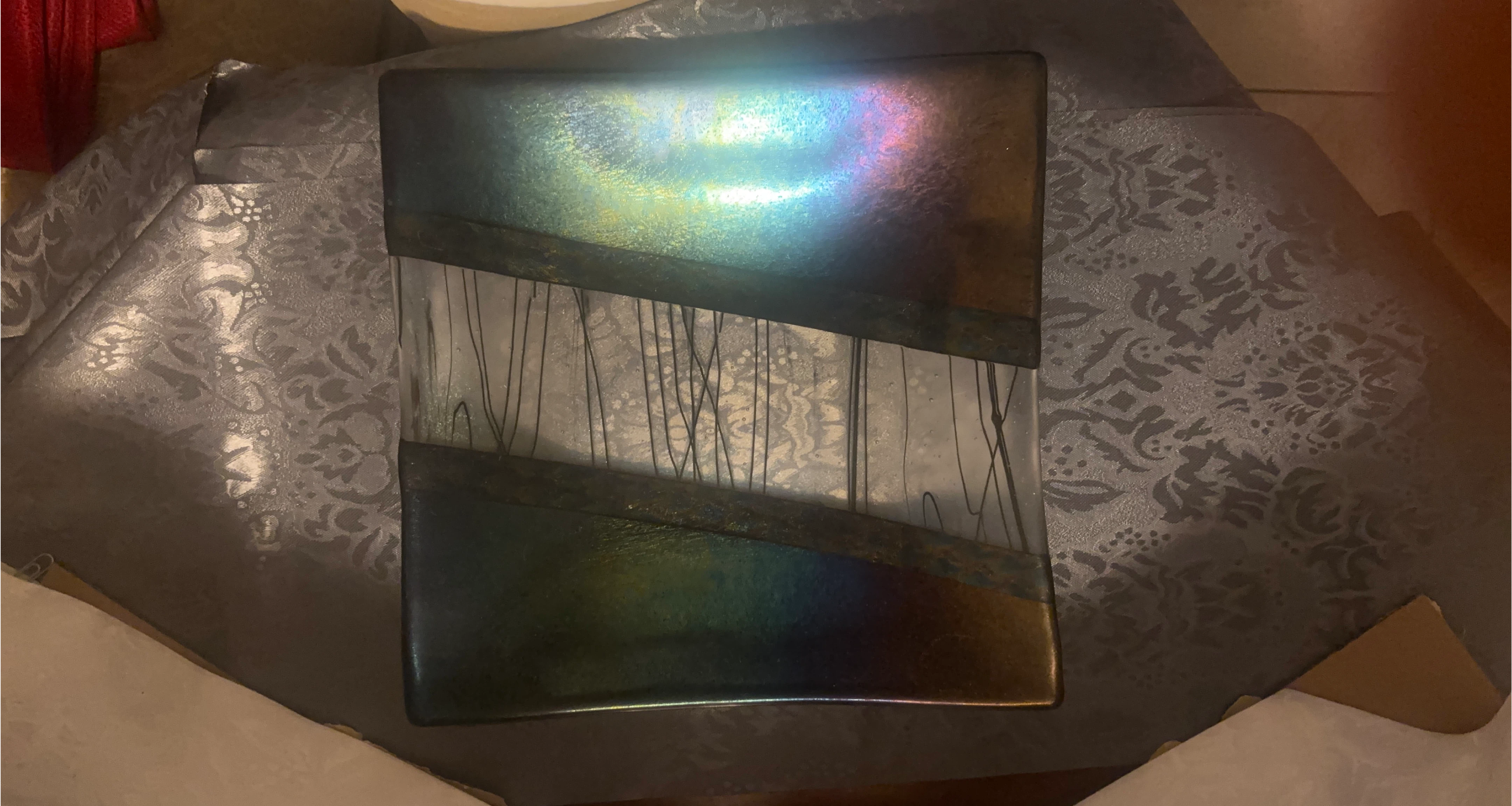Glass Tray with Iridescent Finish