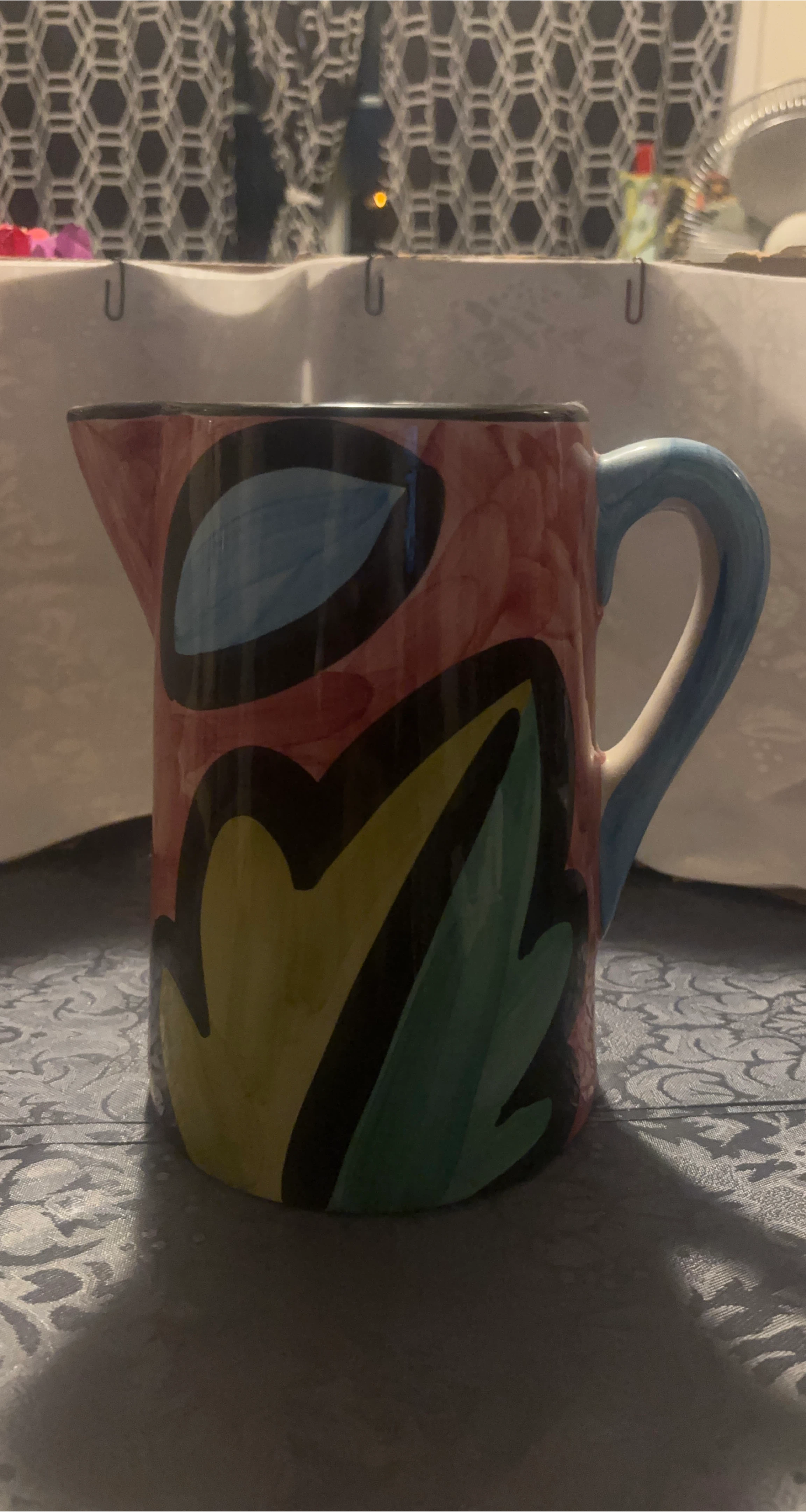 Ceramic Pitcher with Abstract Design