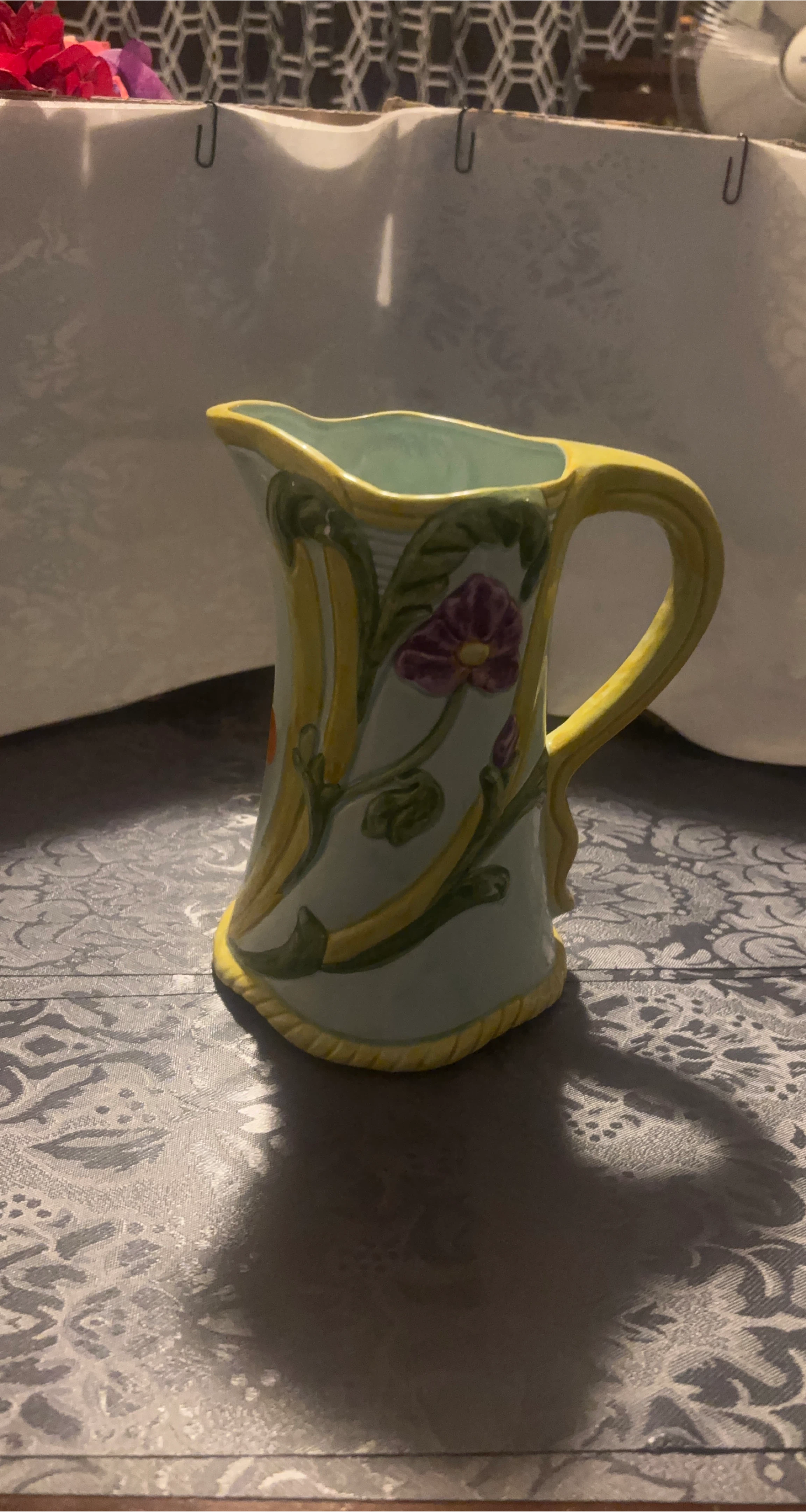 Decorative Pitcher with Floral Design