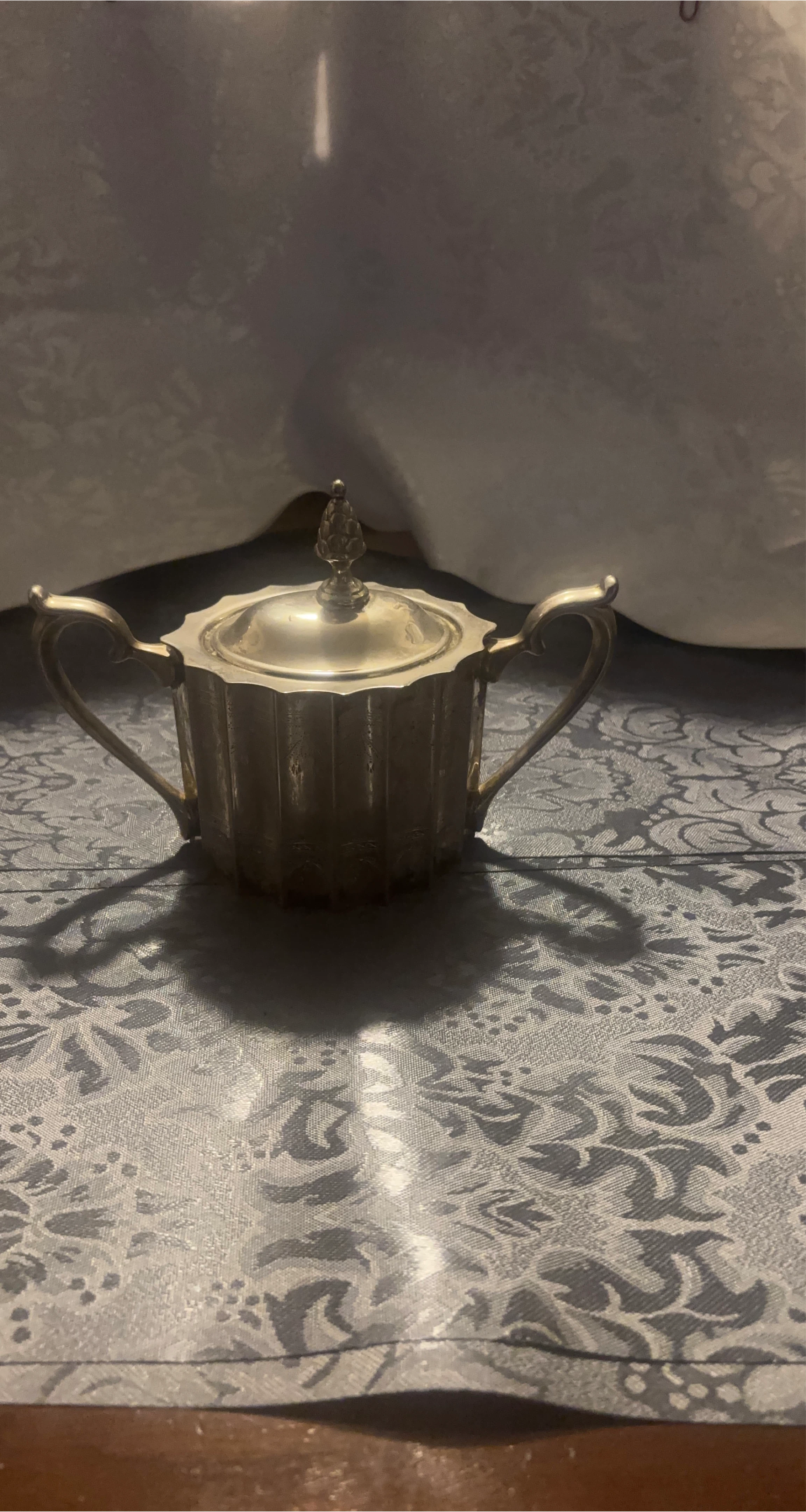 Vintage Silver Sugar Bowl with Lid and Handles