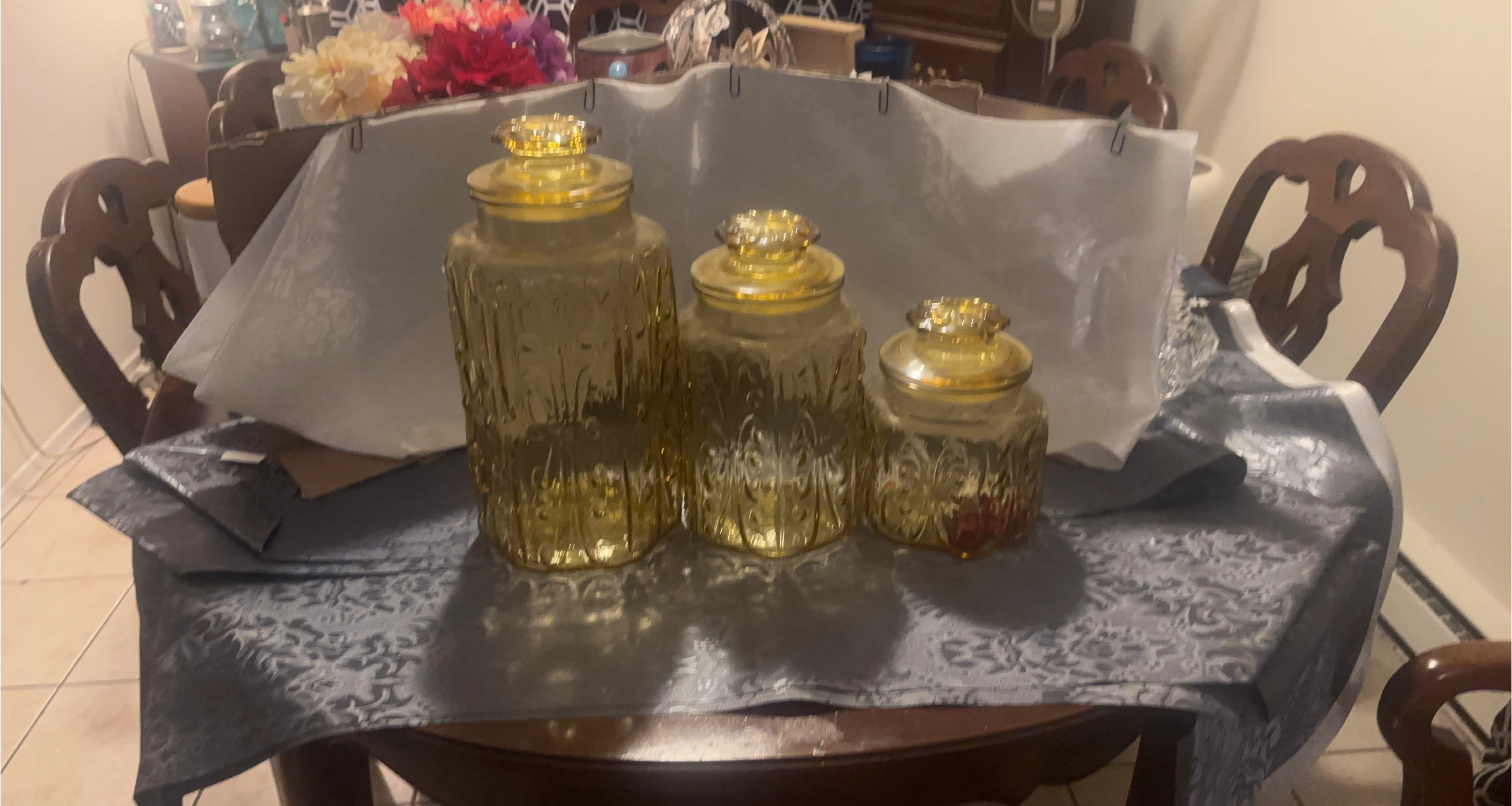 Amber Glass Canister Set with Lids
