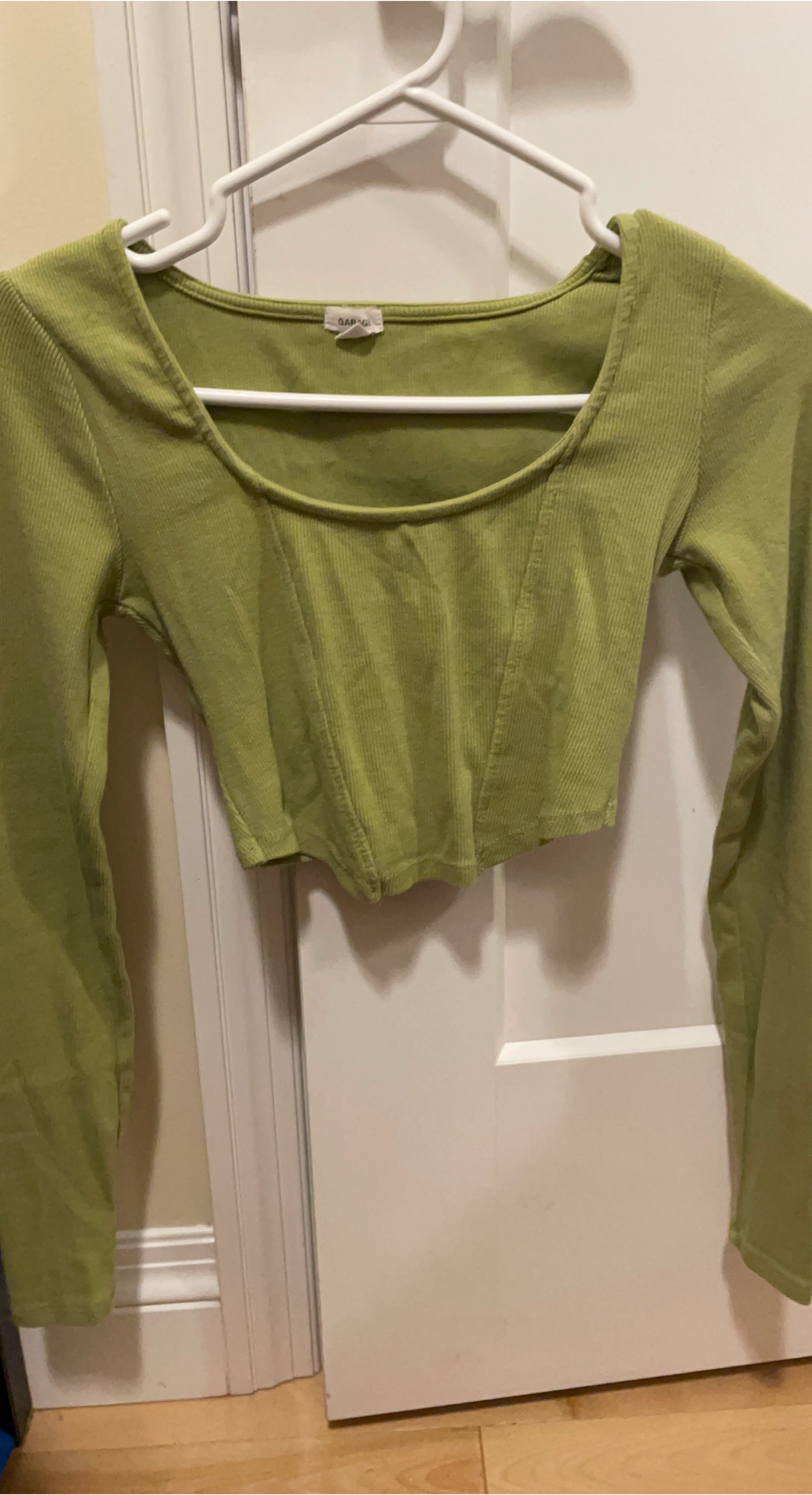 Garage Ribbed Corset Crop Top - Green