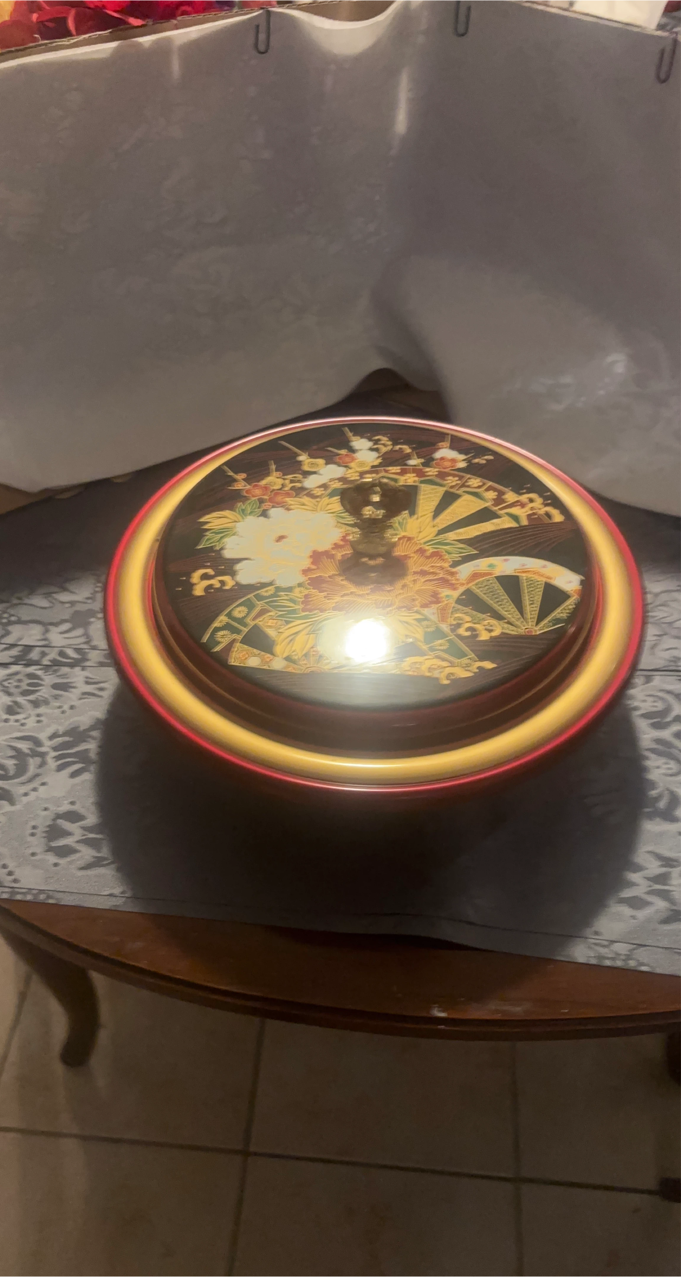 Round Decorative Tin with Serving Tray