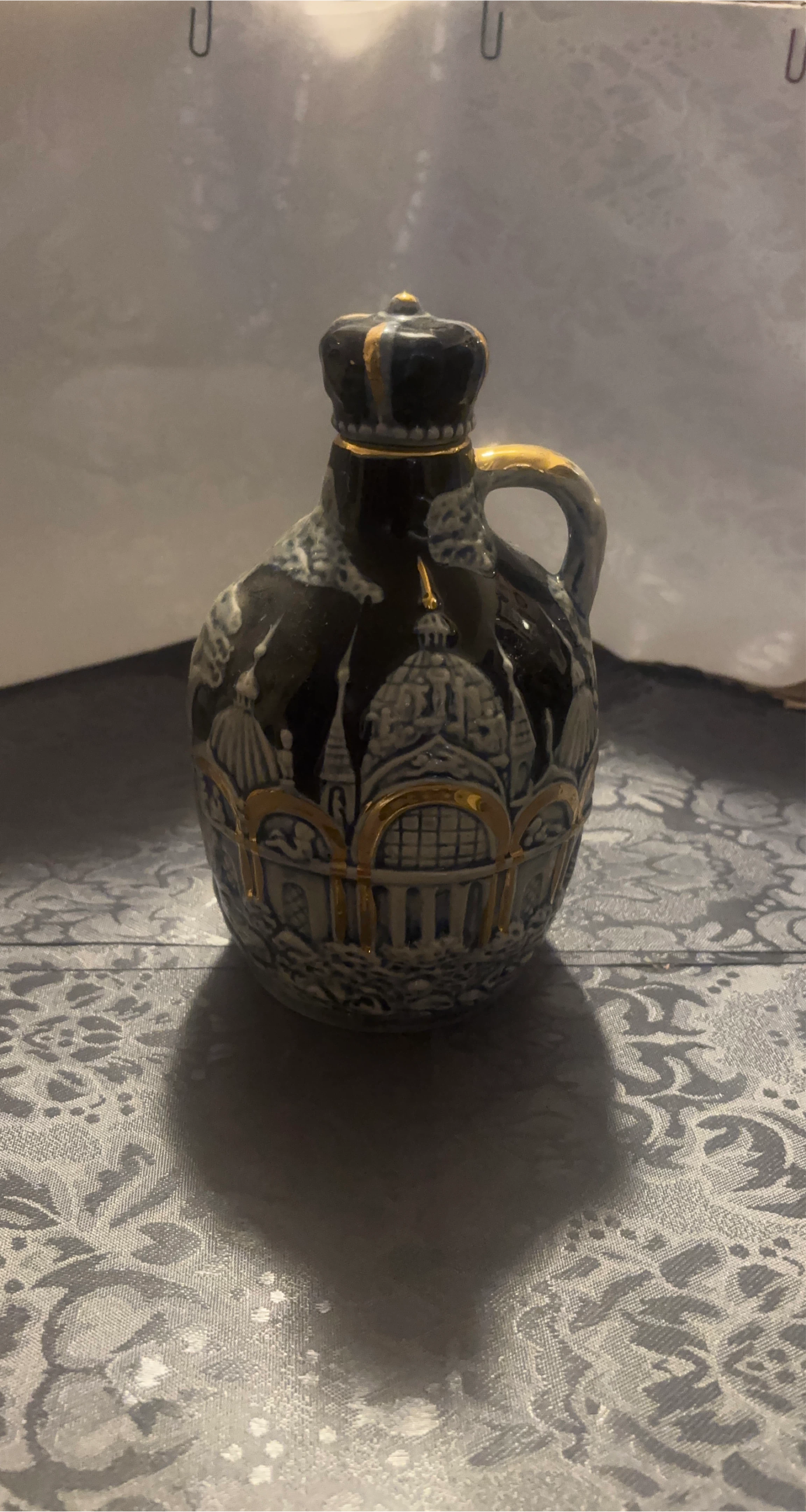 Vintage Ceramic Musical Jug with Crown Stopper
