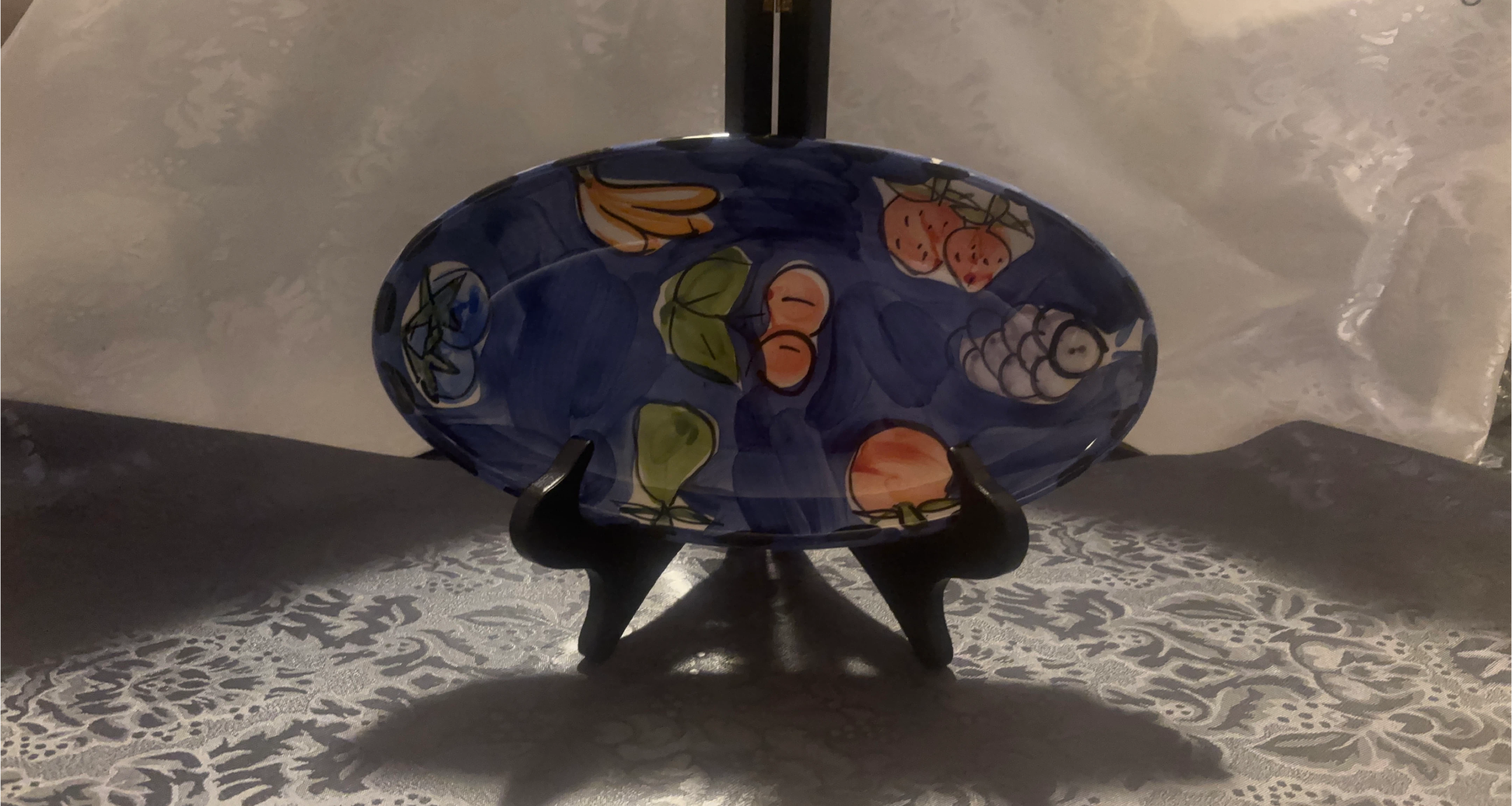Oval Platter with Fruit Design