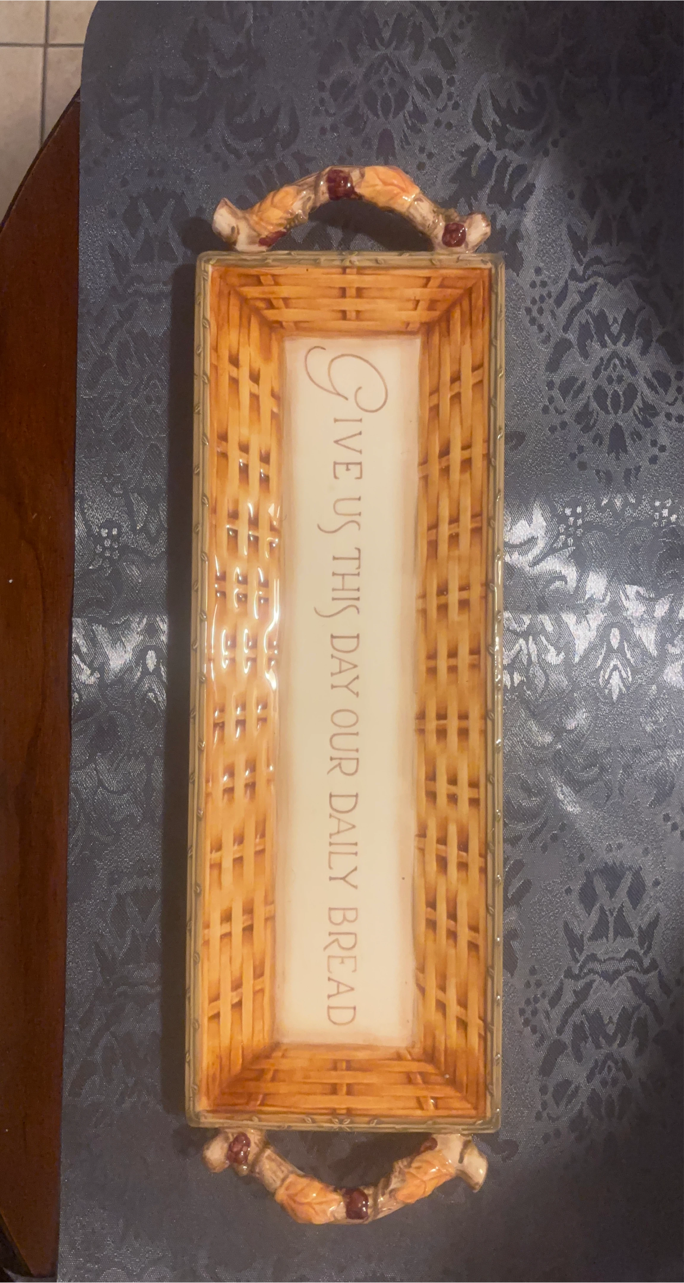 Decorative Bread Tray with "Give Us This Day Our Daily Bread"