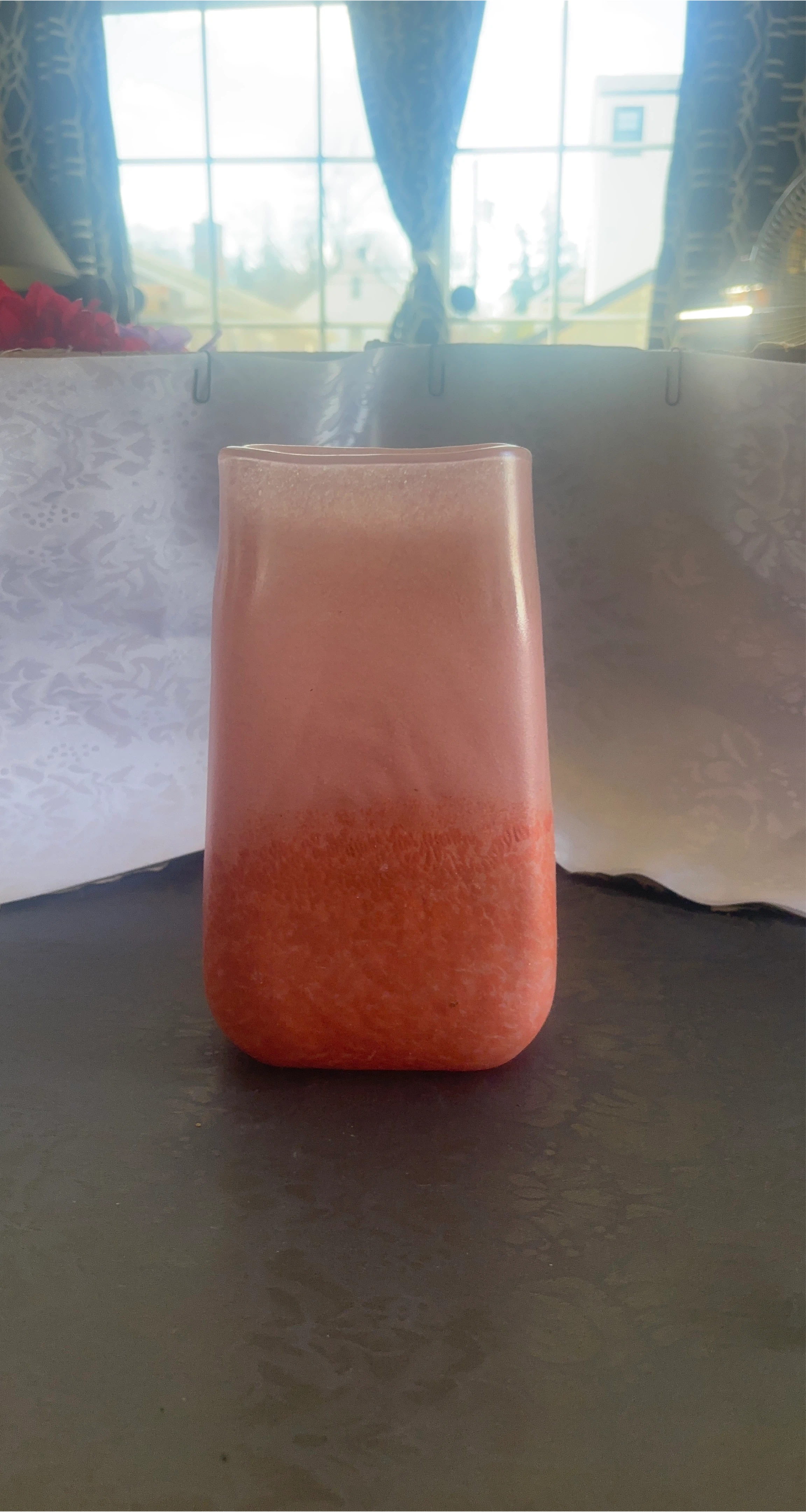 Pink Ombre Frosted Glass Vase