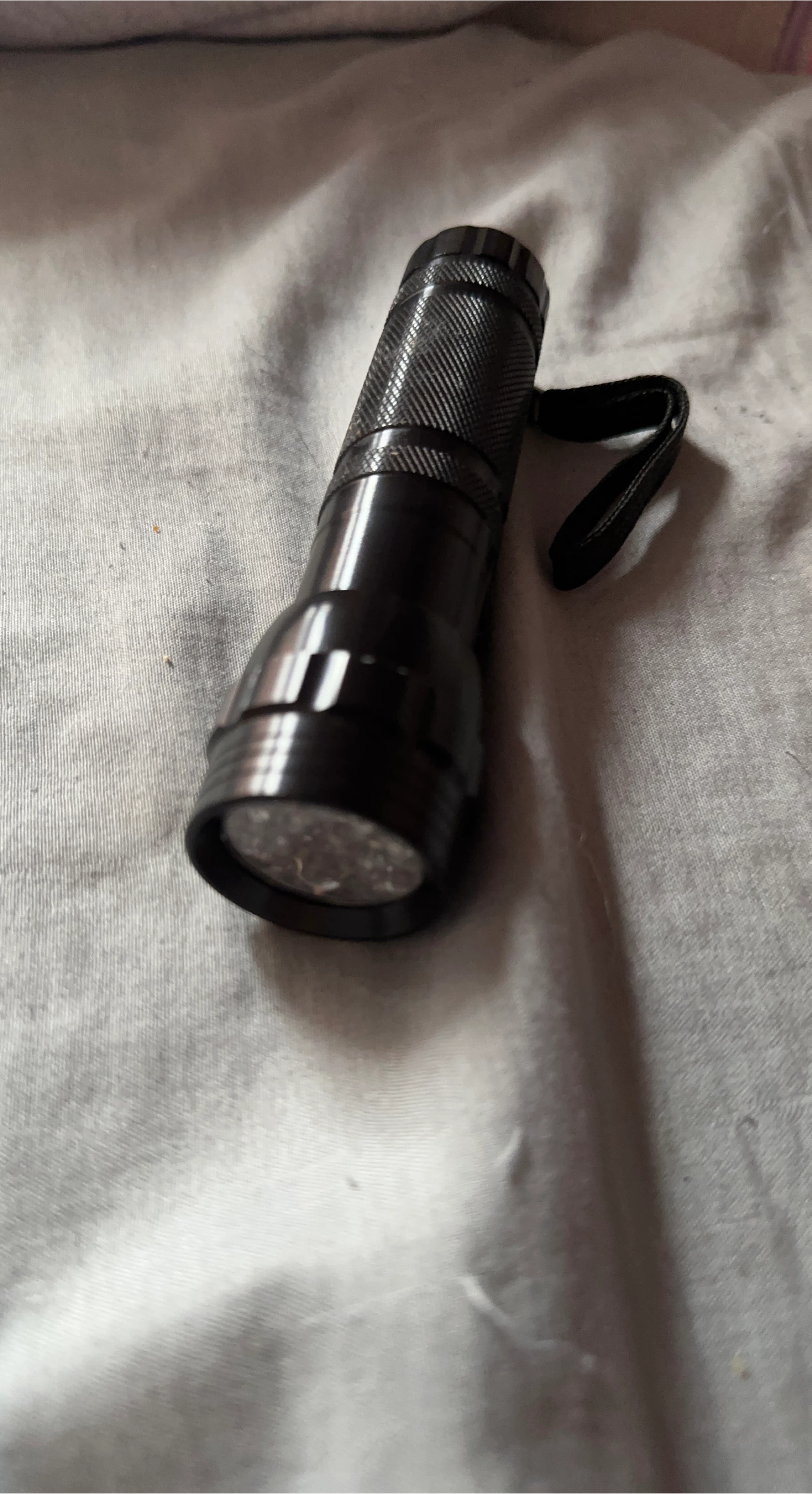 Black LED Flashlight with Wrist Strap