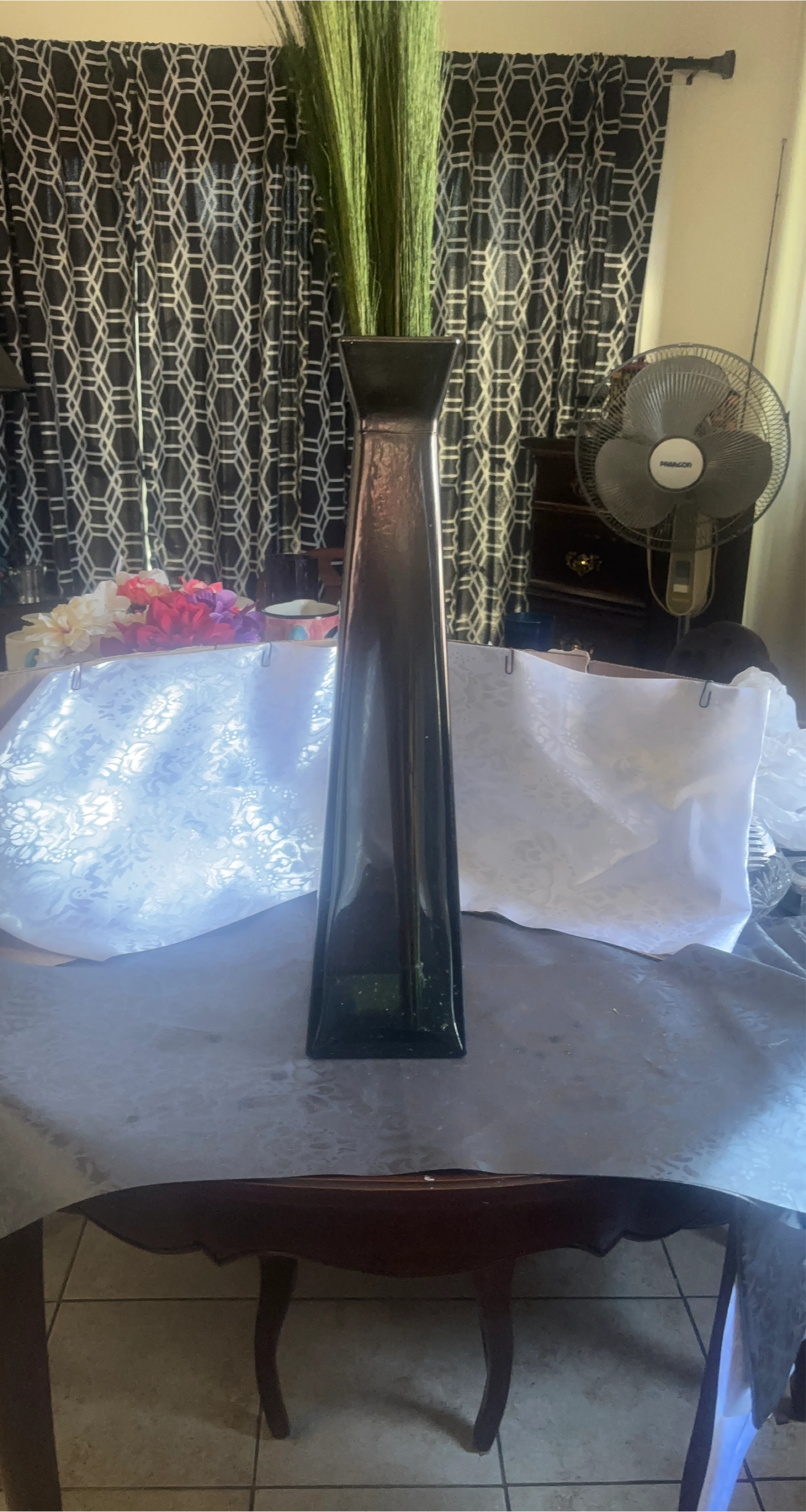 Tall Square Glass Vase