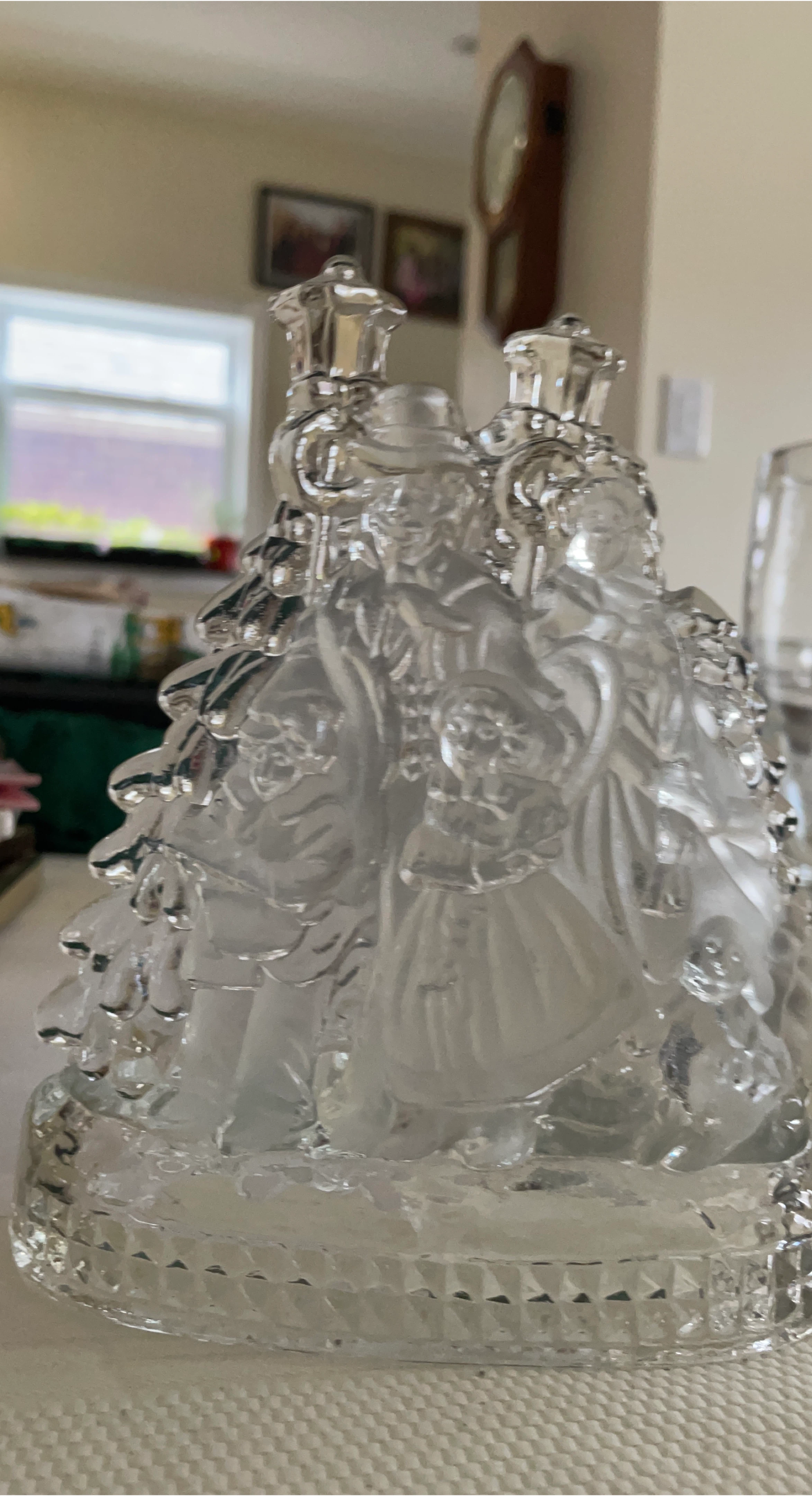 Clear Glass Candlestick Holder with Figures