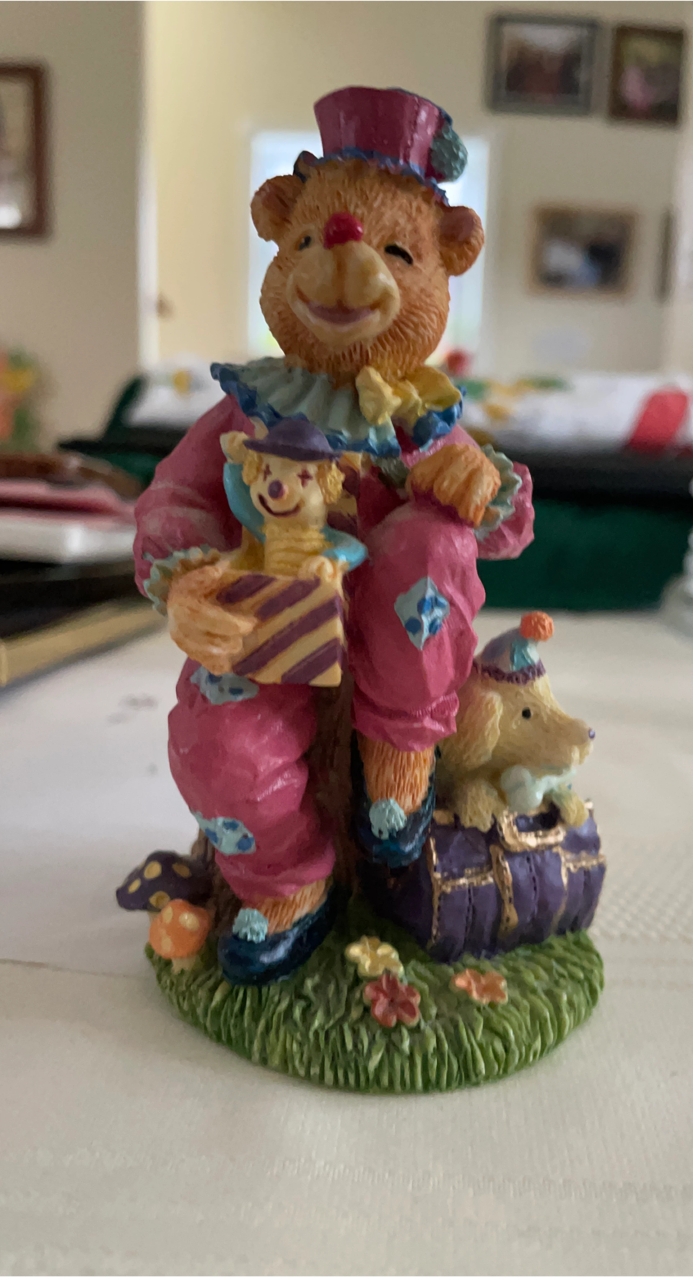 Bear and Dog Clown Figurine