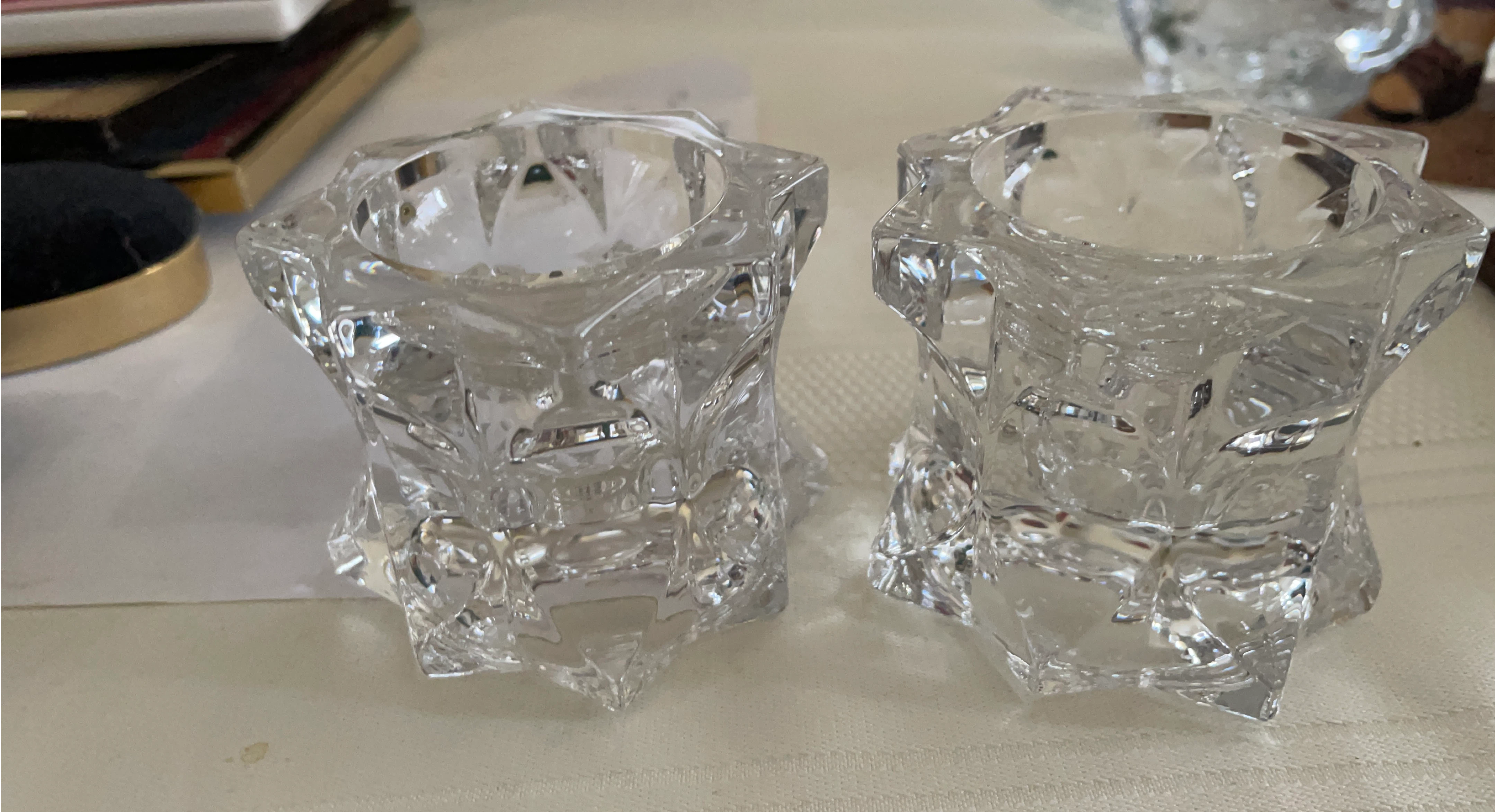 Set of 2 Clear Glass Votive Candle Holders