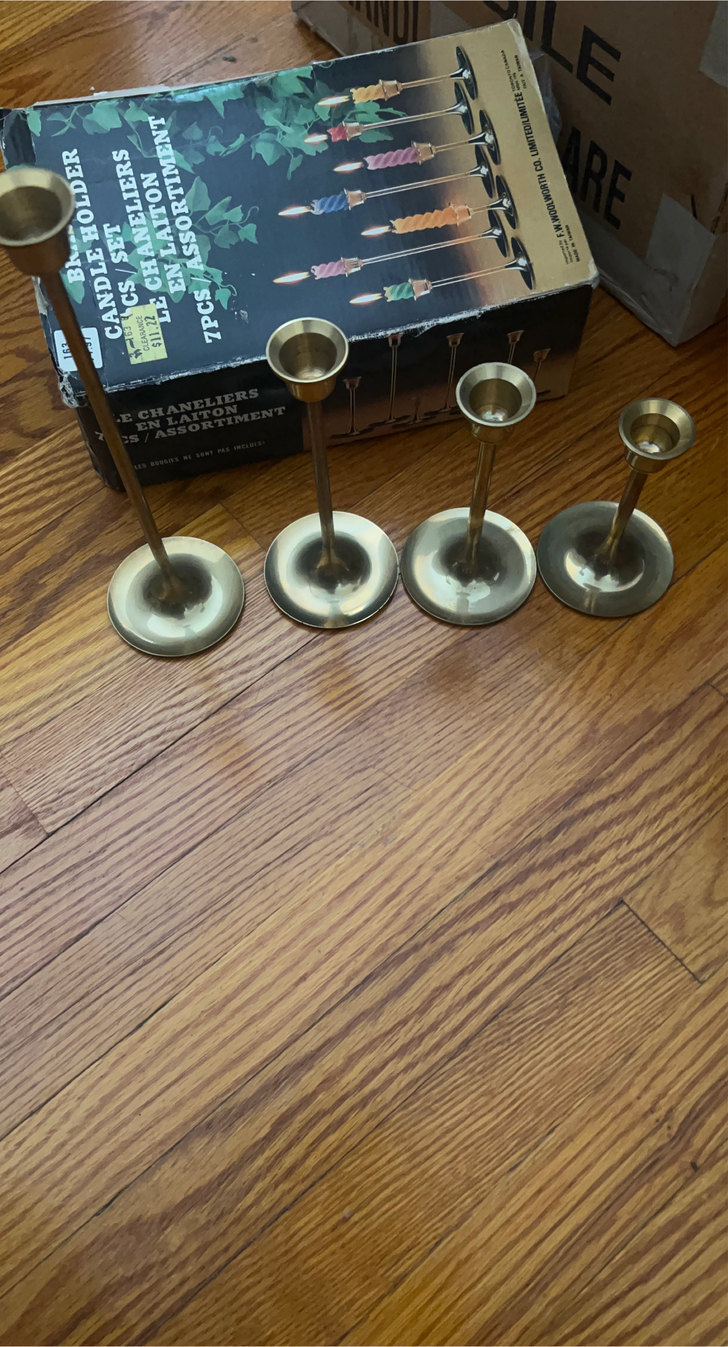 Set of 4 Brass Candlesticks