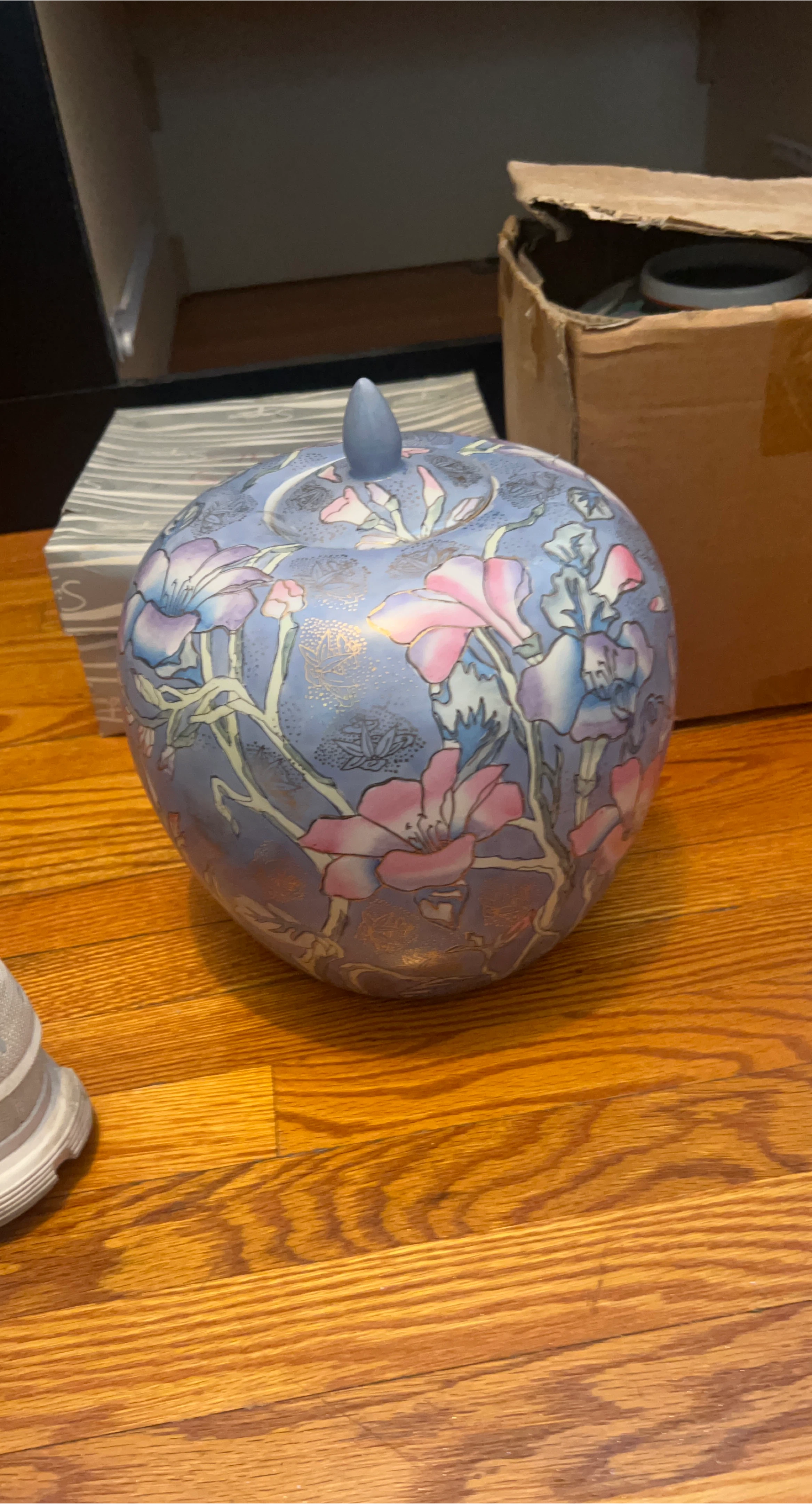 Decorative Ceramic Ginger Jar with Floral Design