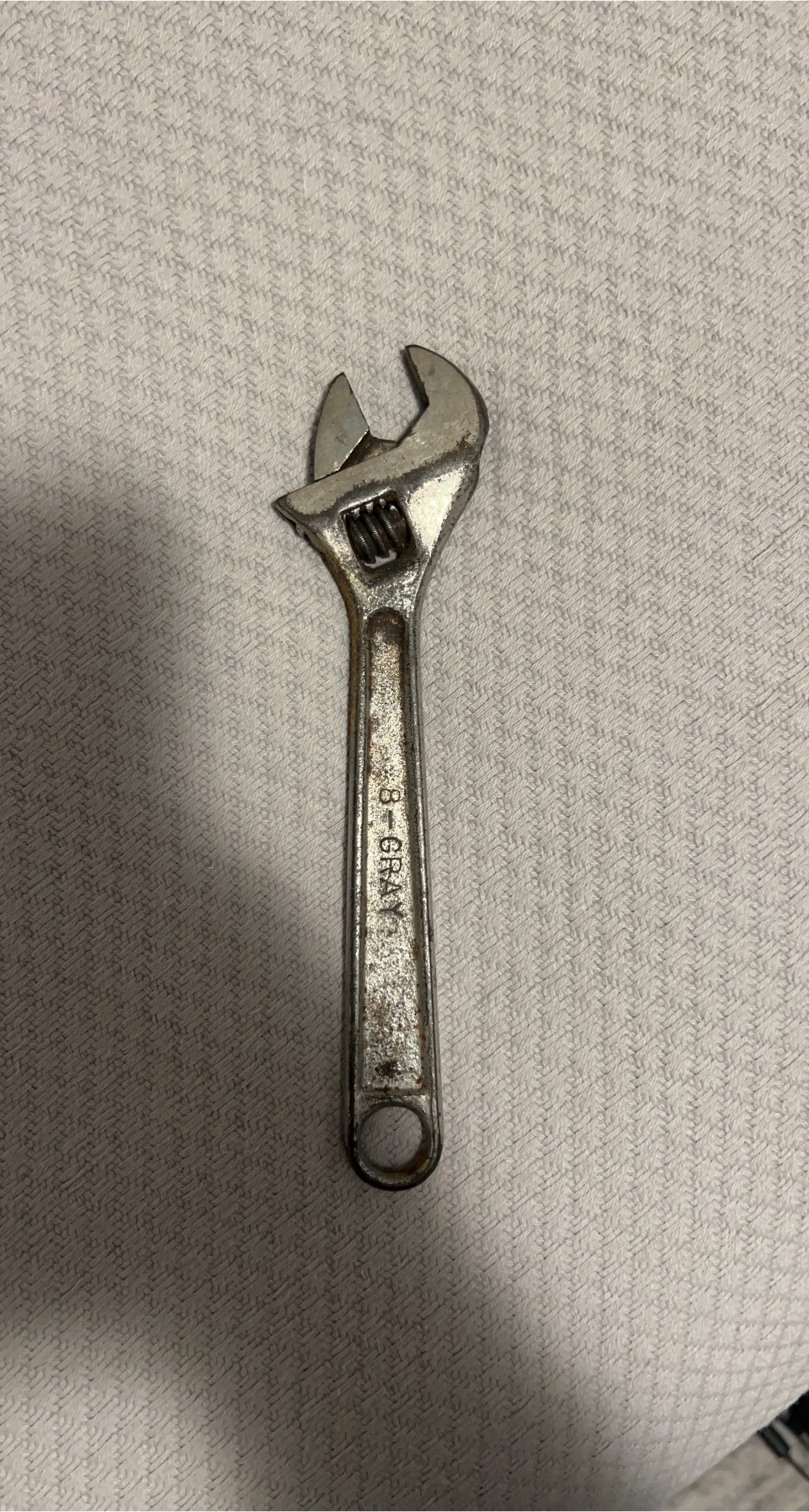 Gray 8-inch Adjustable Wrench