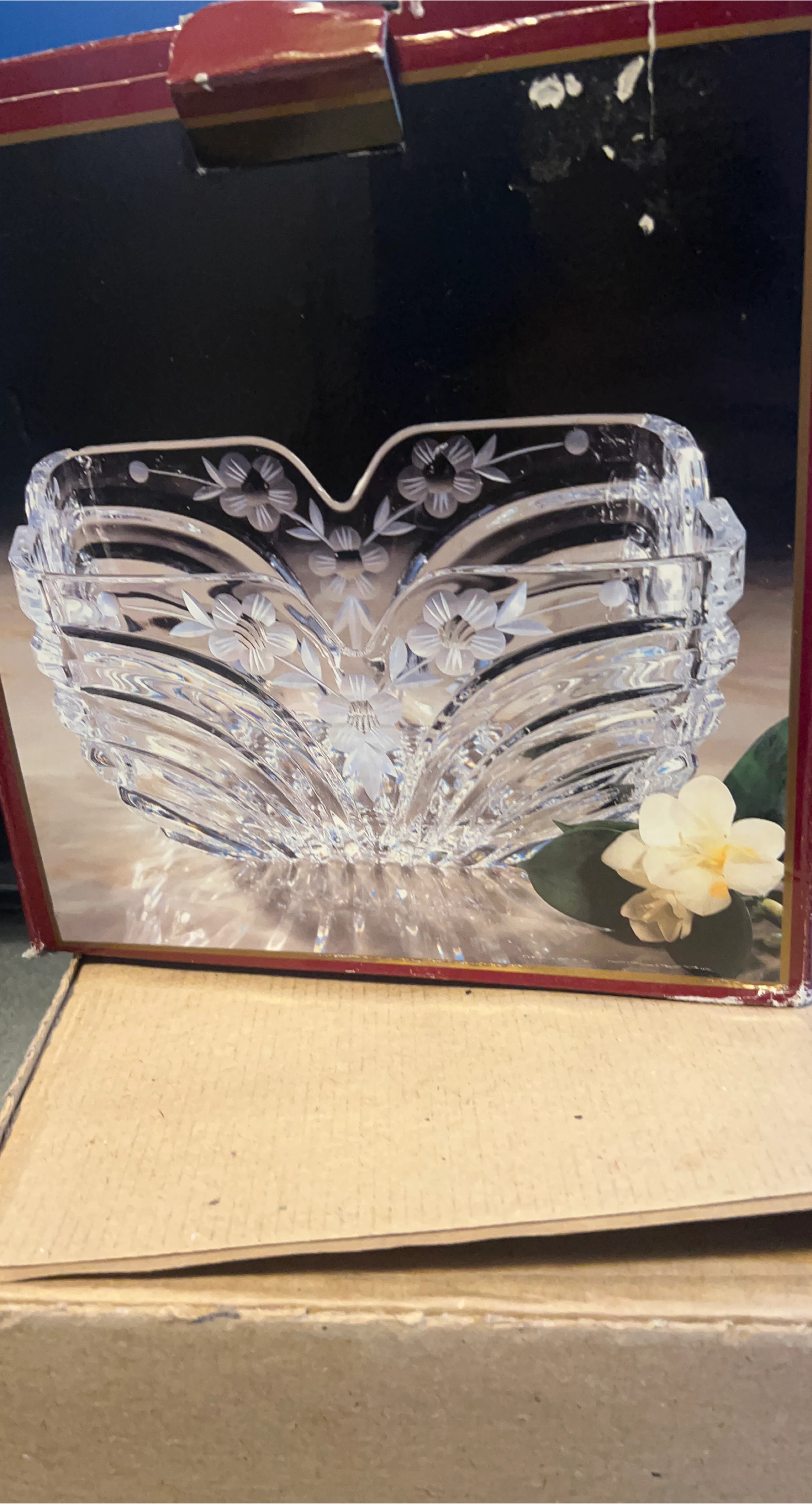 Crystal Glass bowl with Floral Etching