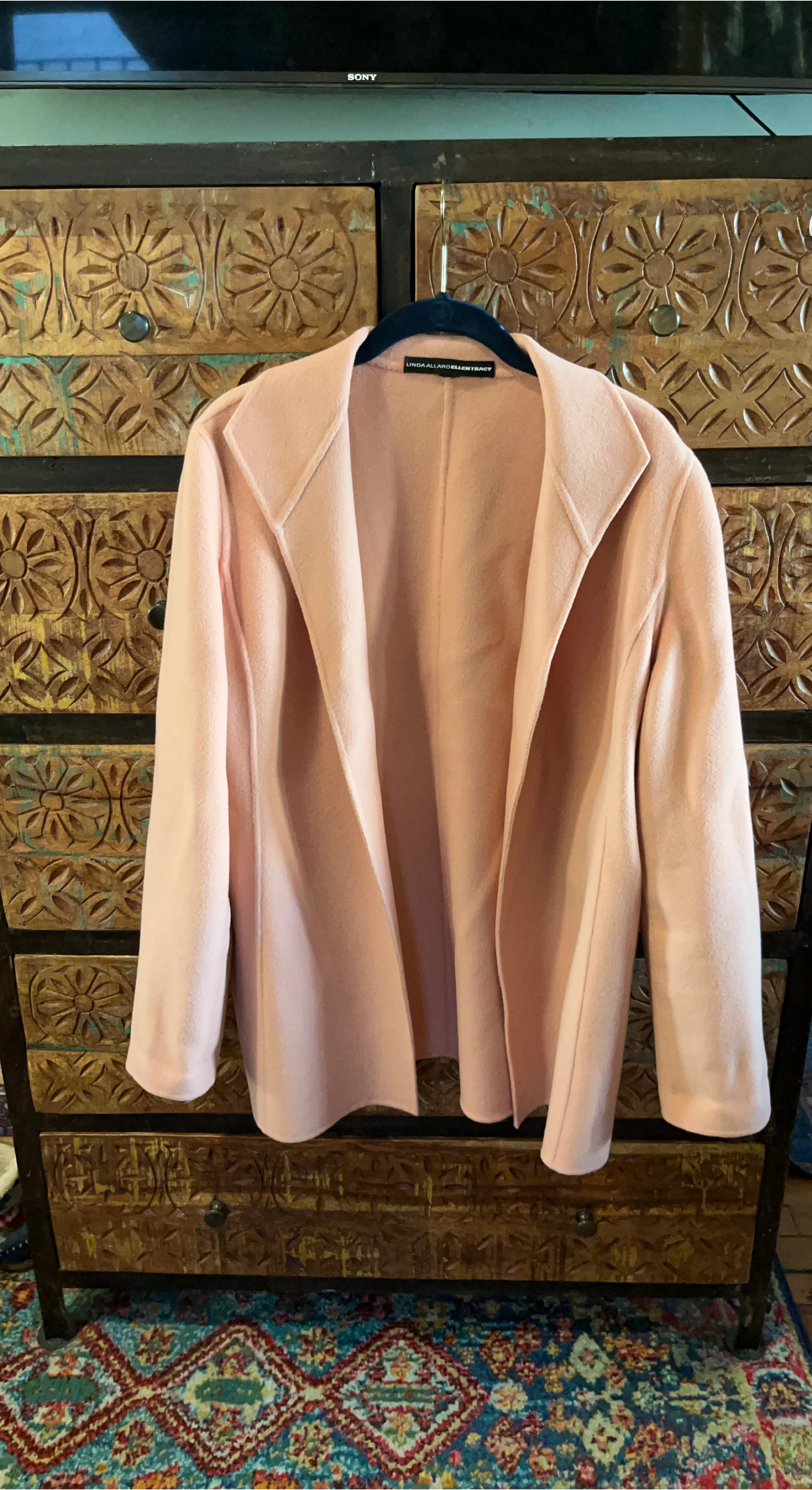 Ellen Tracy Pink Collarless Blazer