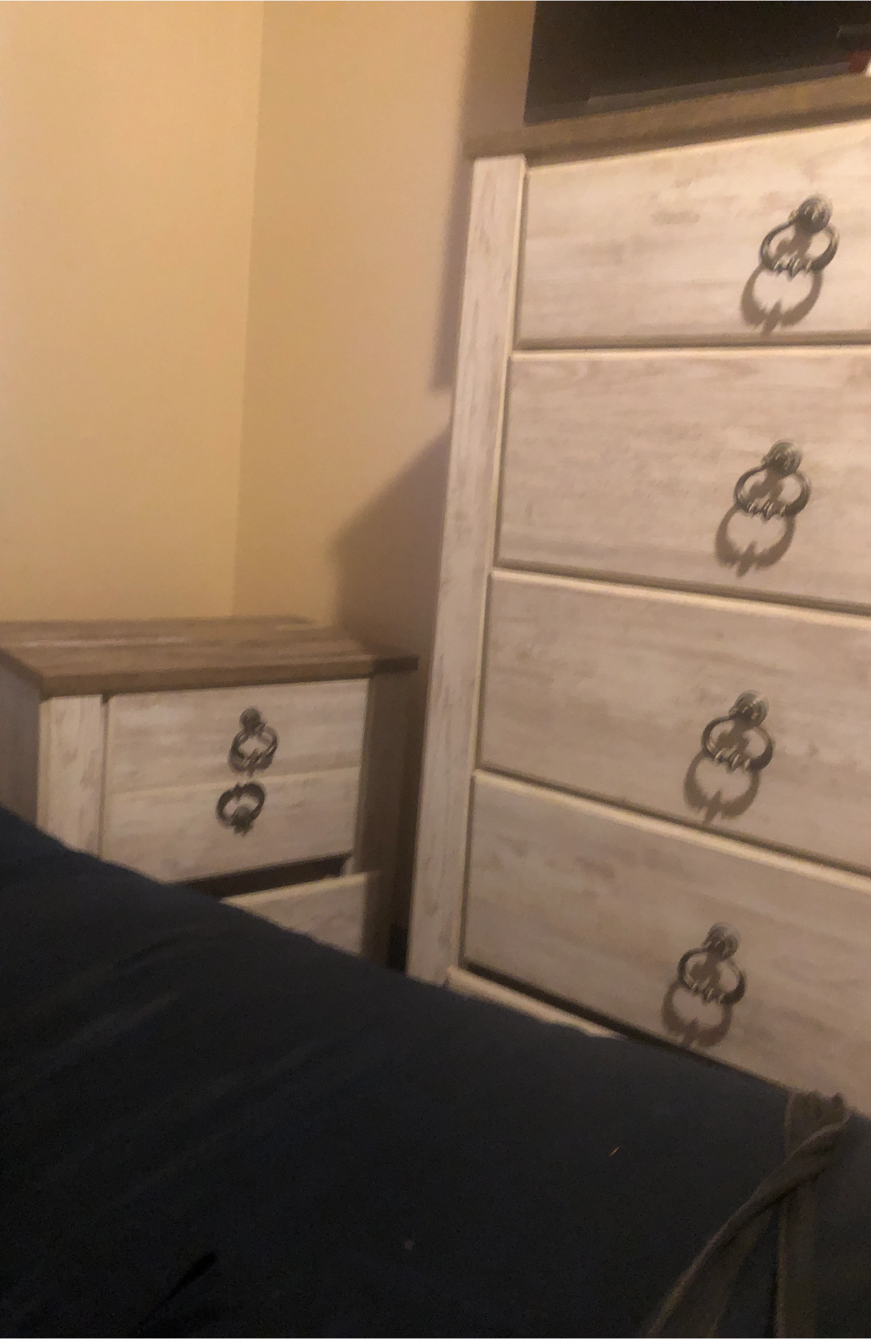 White Wash Dresser with Wooden Top