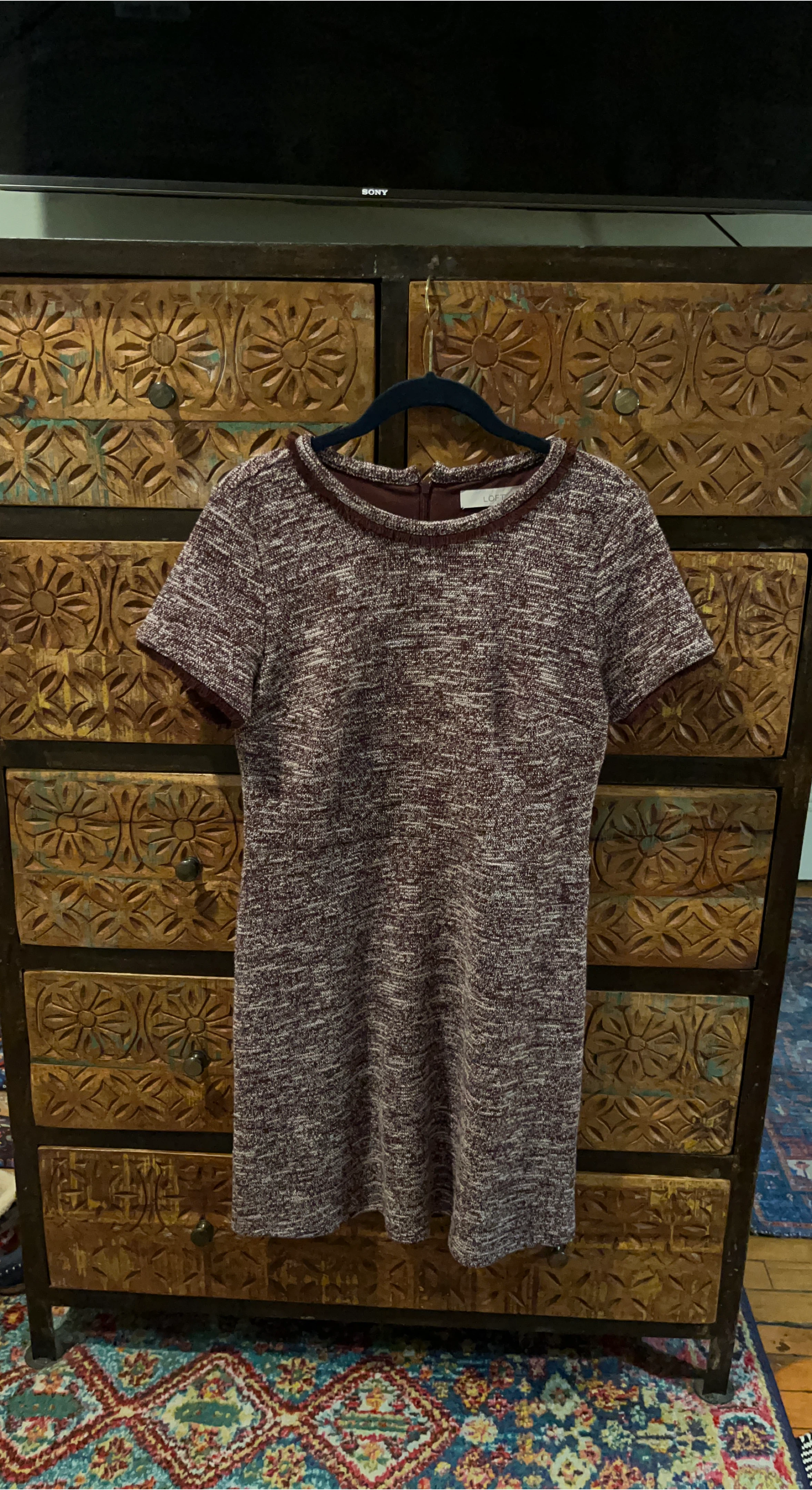 LOFT Maroon Marled Knit Dress