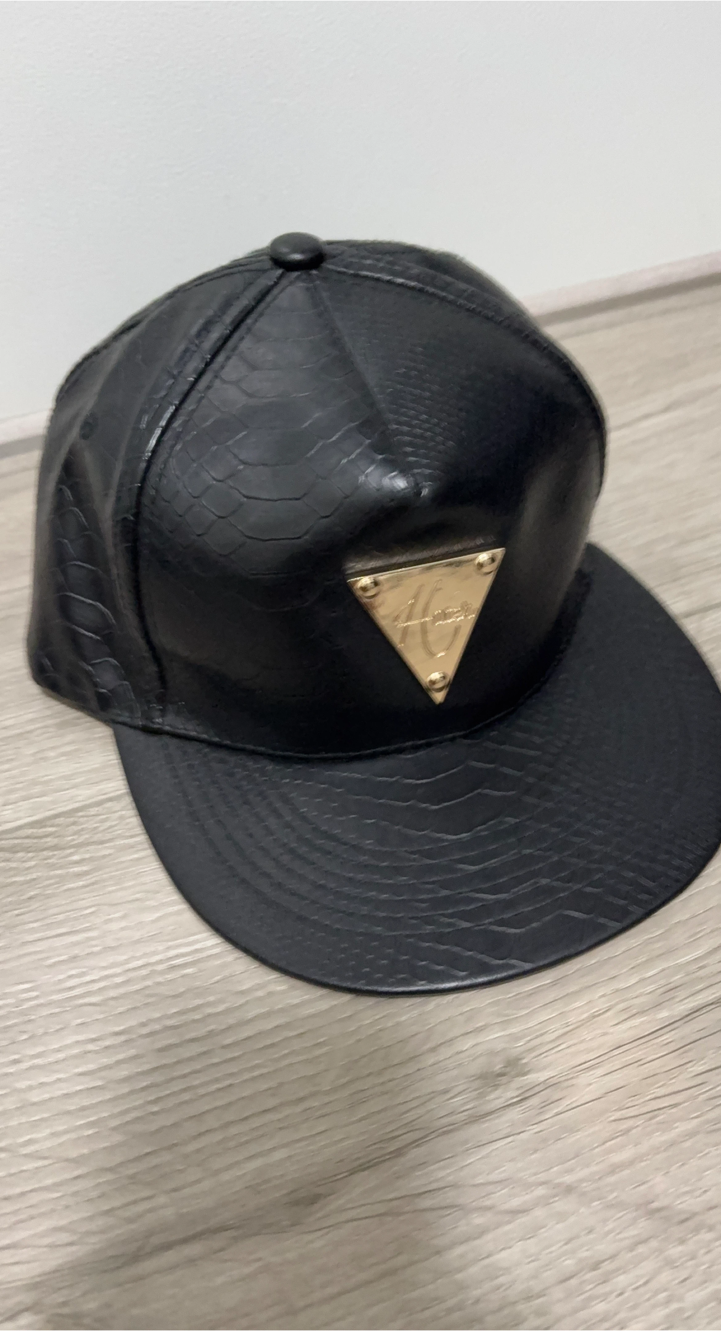 Black "Hater" Snapback Cap - Faux Leather