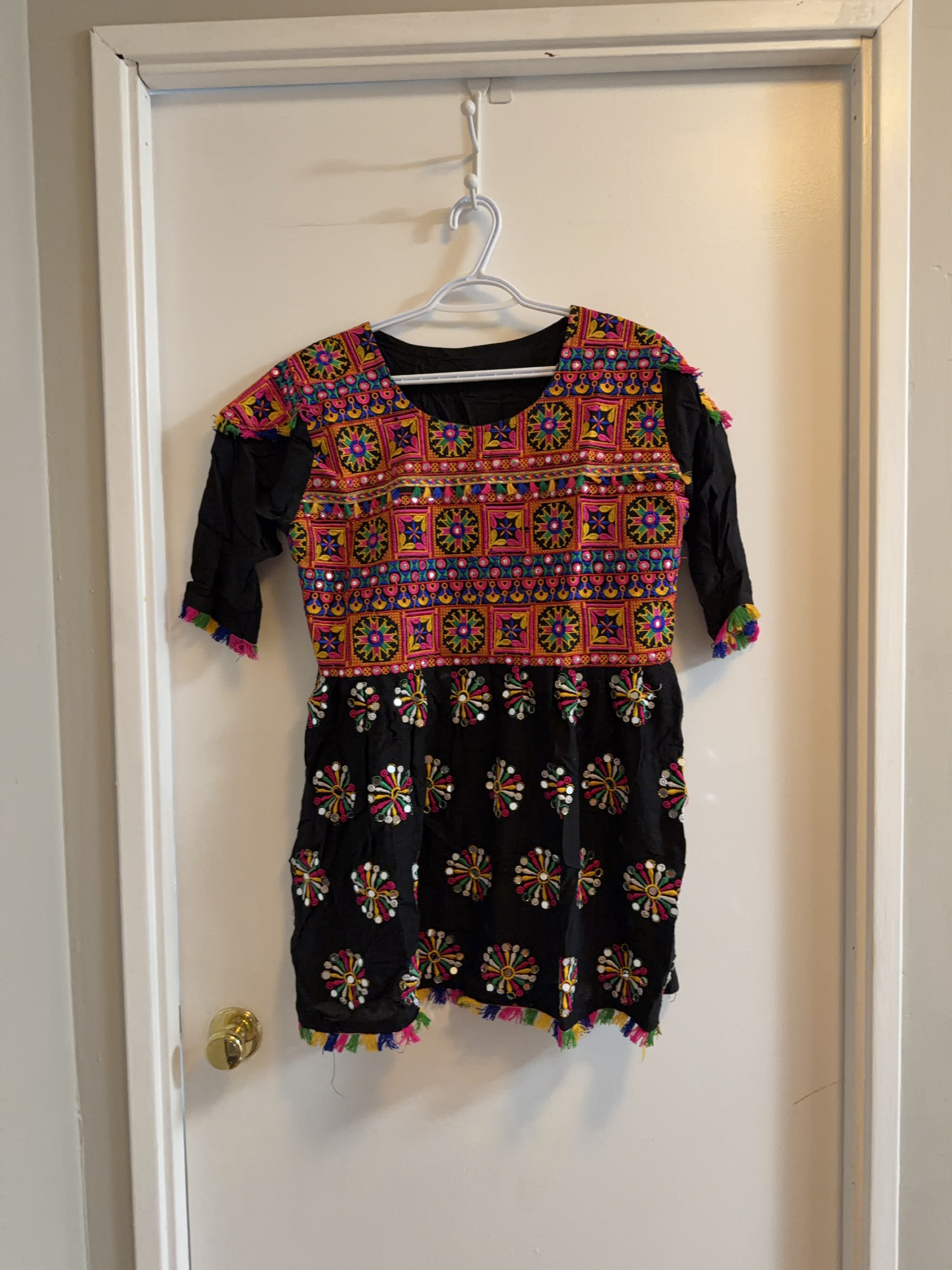 Indian ethnic wear Embroidered Black Tunic Top with Mirror Work