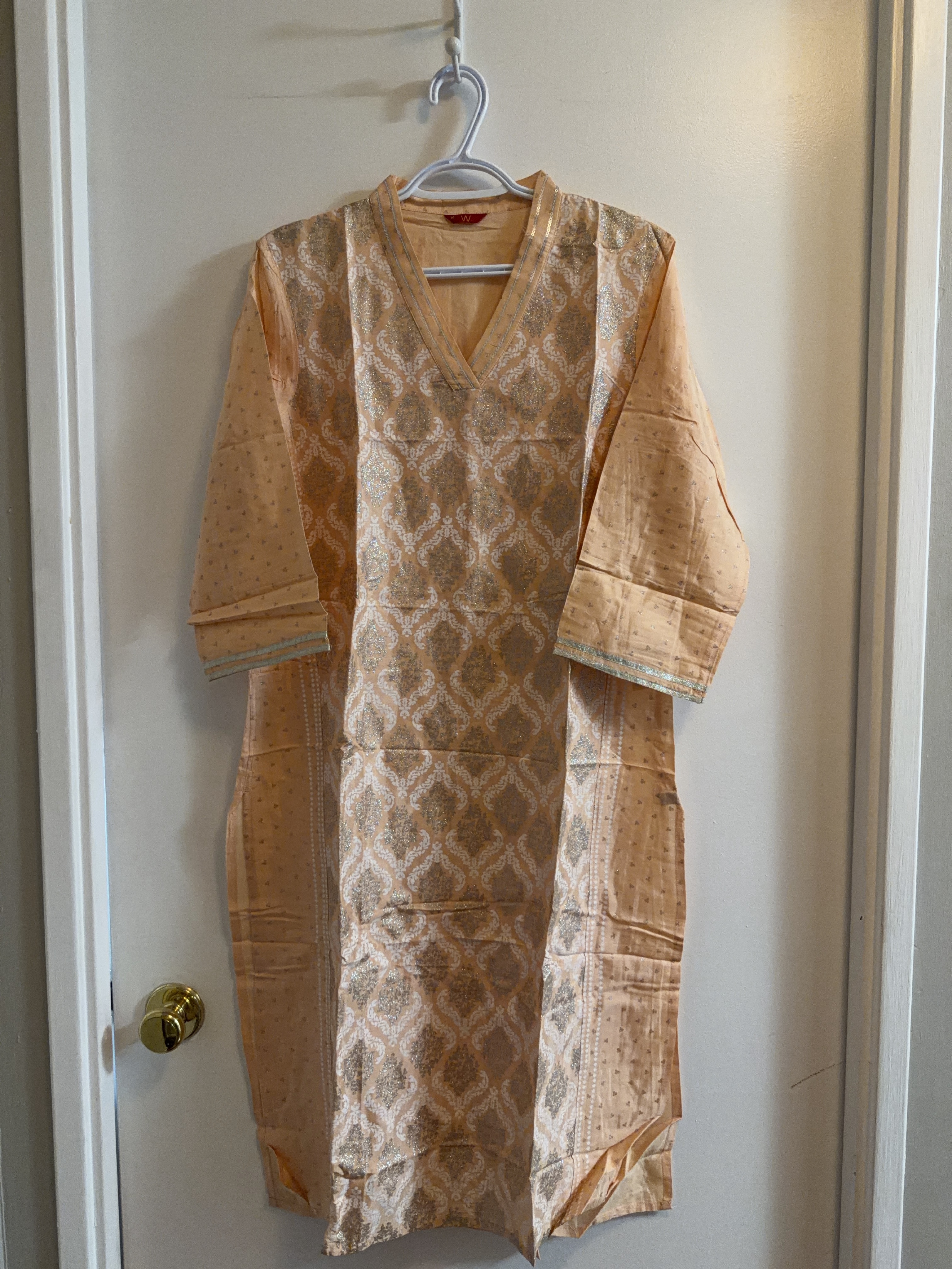 Peach & Silver Embroidered Kurti - never worn