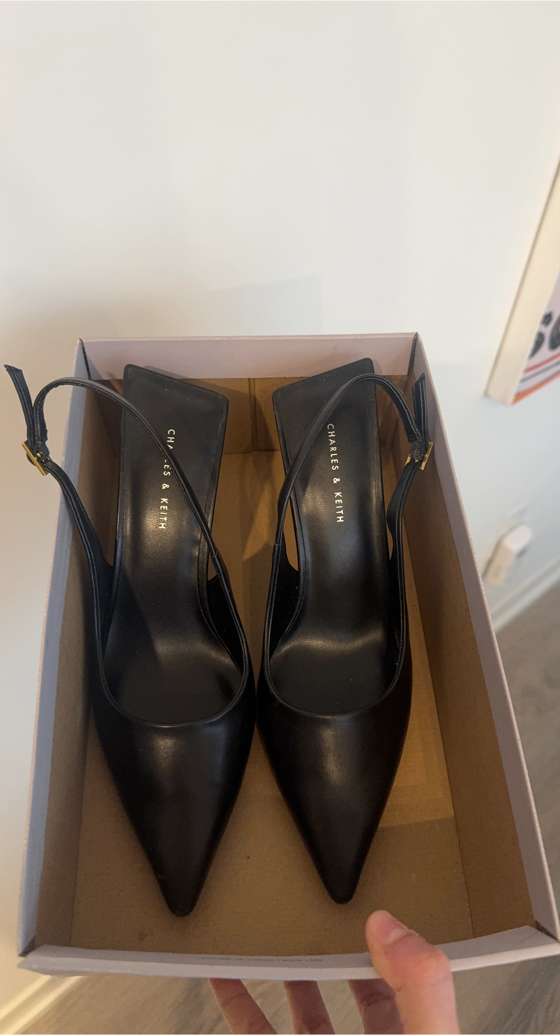 Charles & Keith Black Slingback Heels