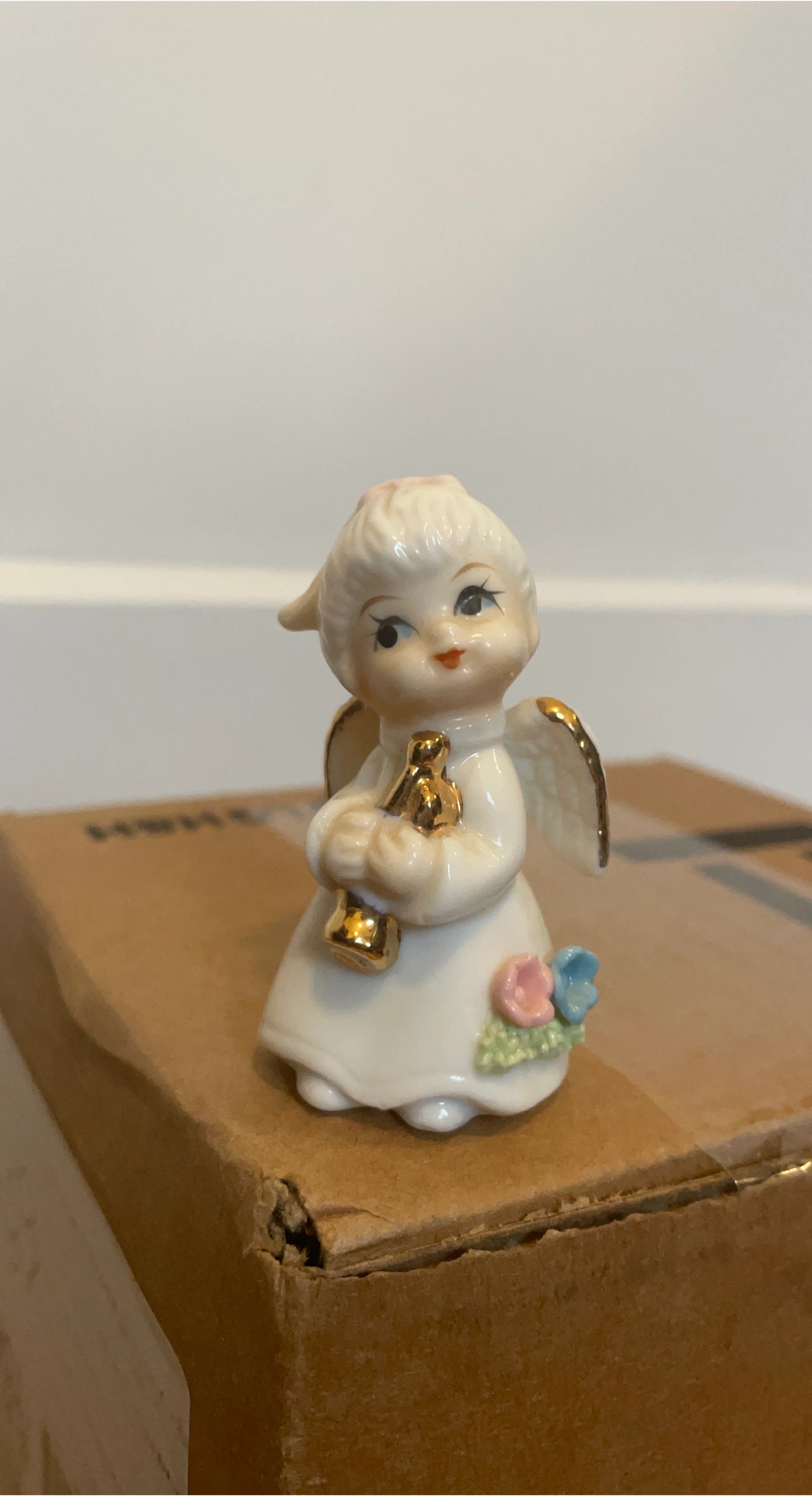 Ceramic Angel Figurine with Gold Accents