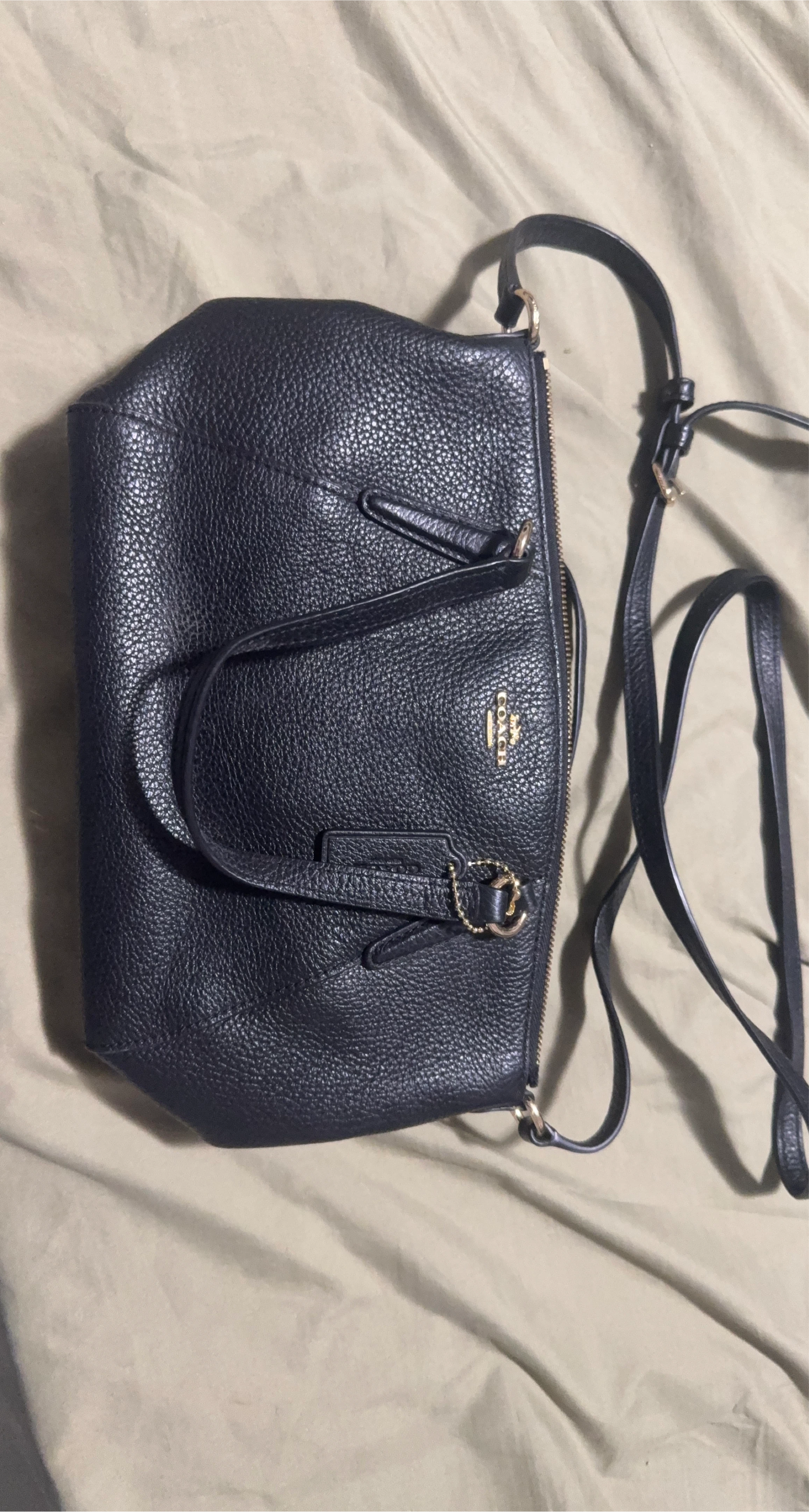 Coach Black Pebbled Leather Shoulder Bag