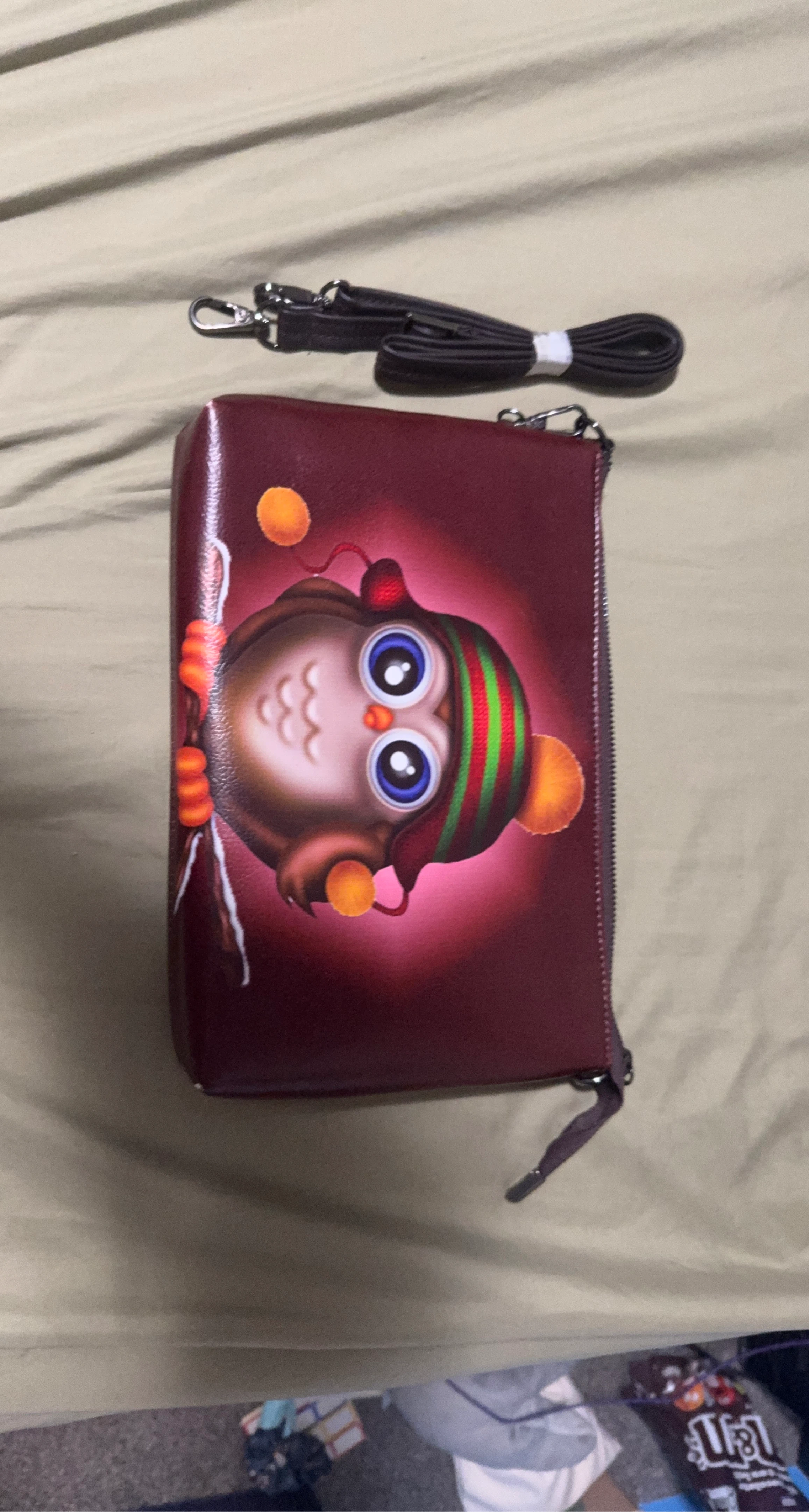 Red Owl Clutch Purse with Strap