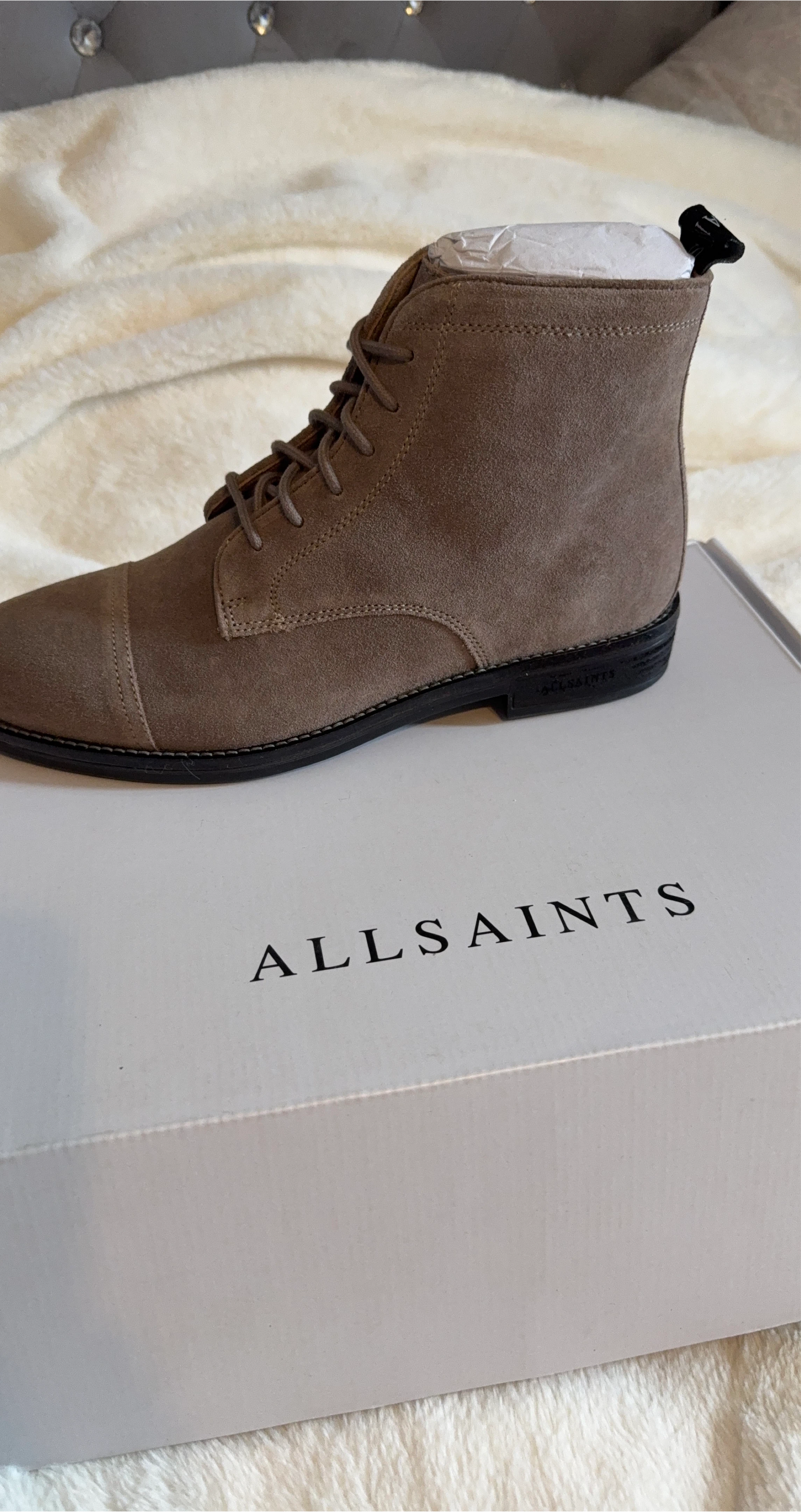 AllSaints Harland Suede Boot - Taupe Brown