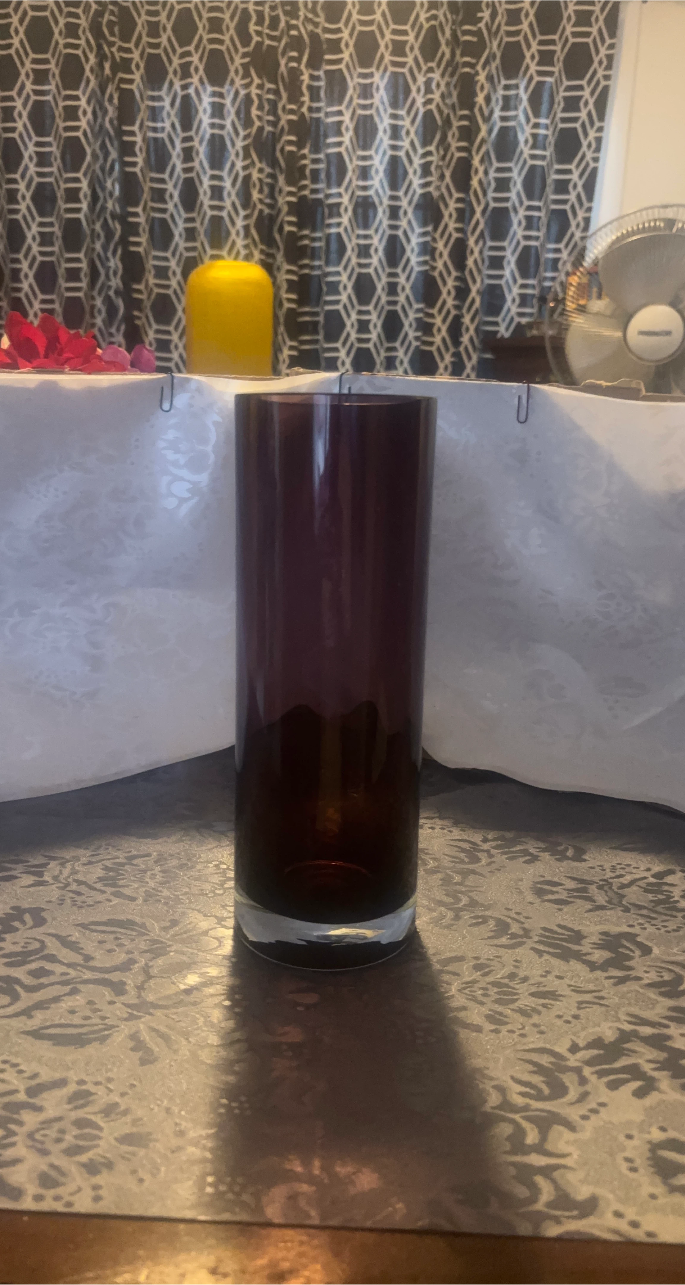 Purple Glass Cylinder Vase