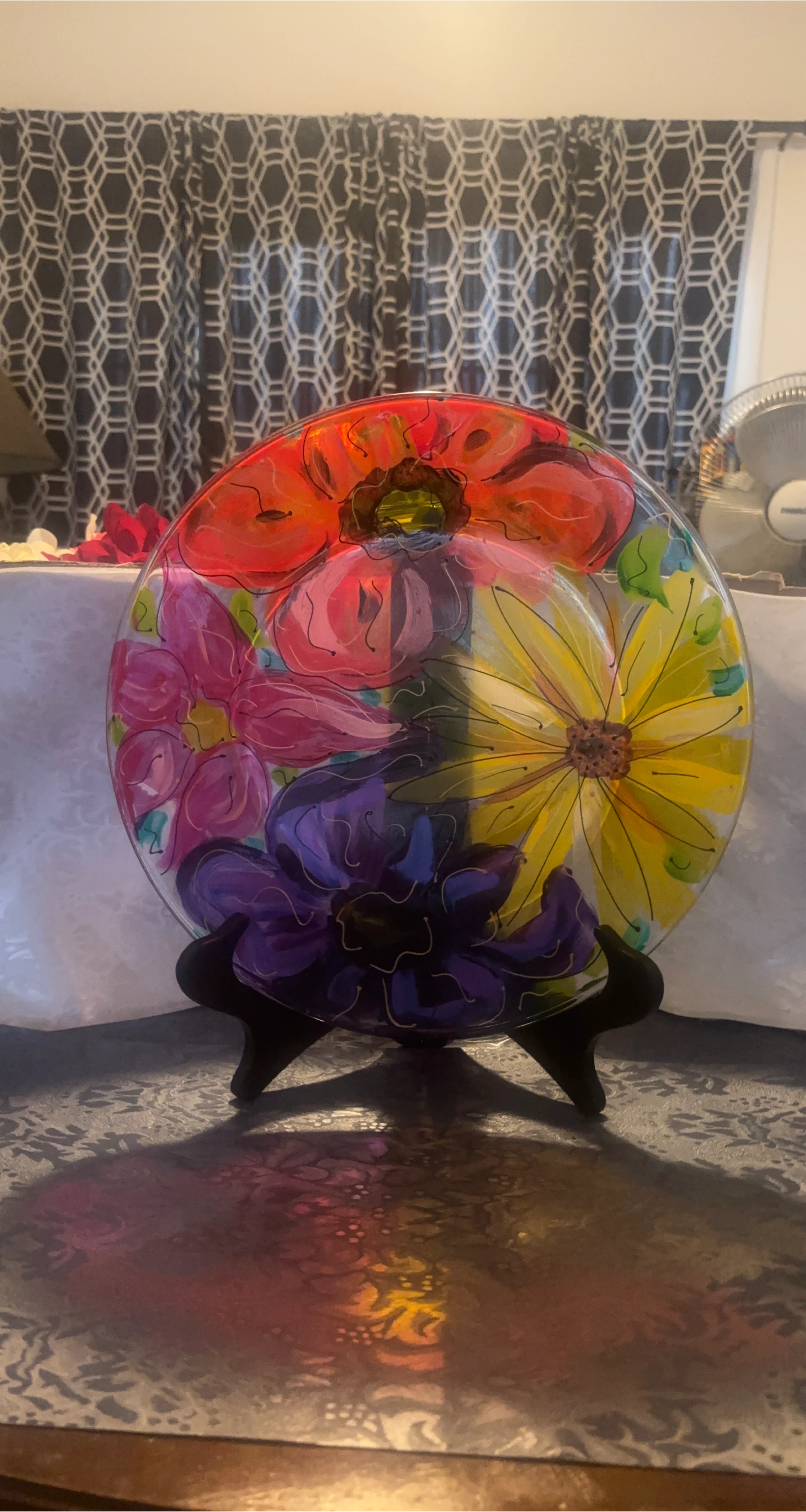 Hand-Painted Floral Decorative Plate