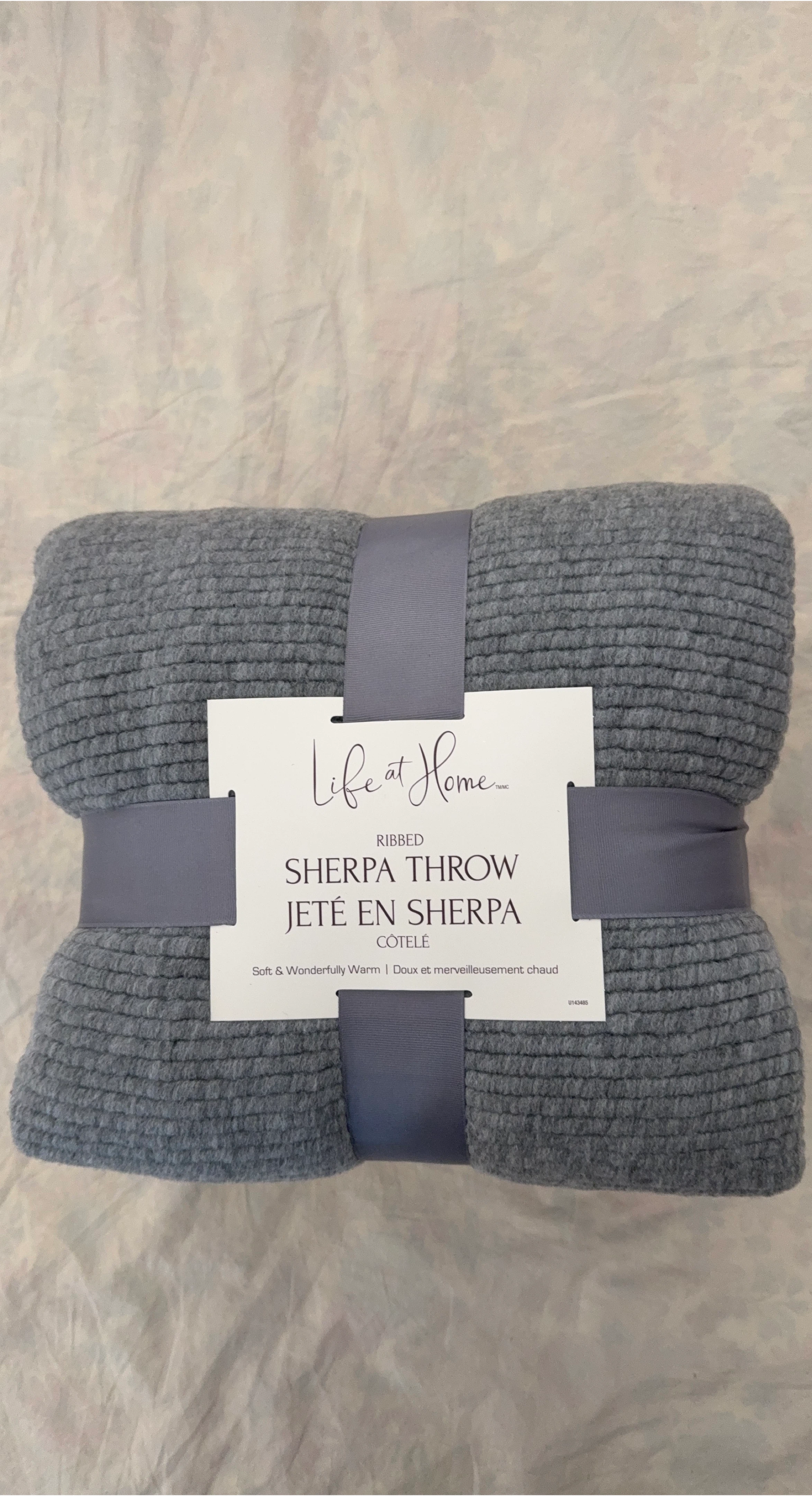 Life at Home Ribbed Sherpa Throw - Grey