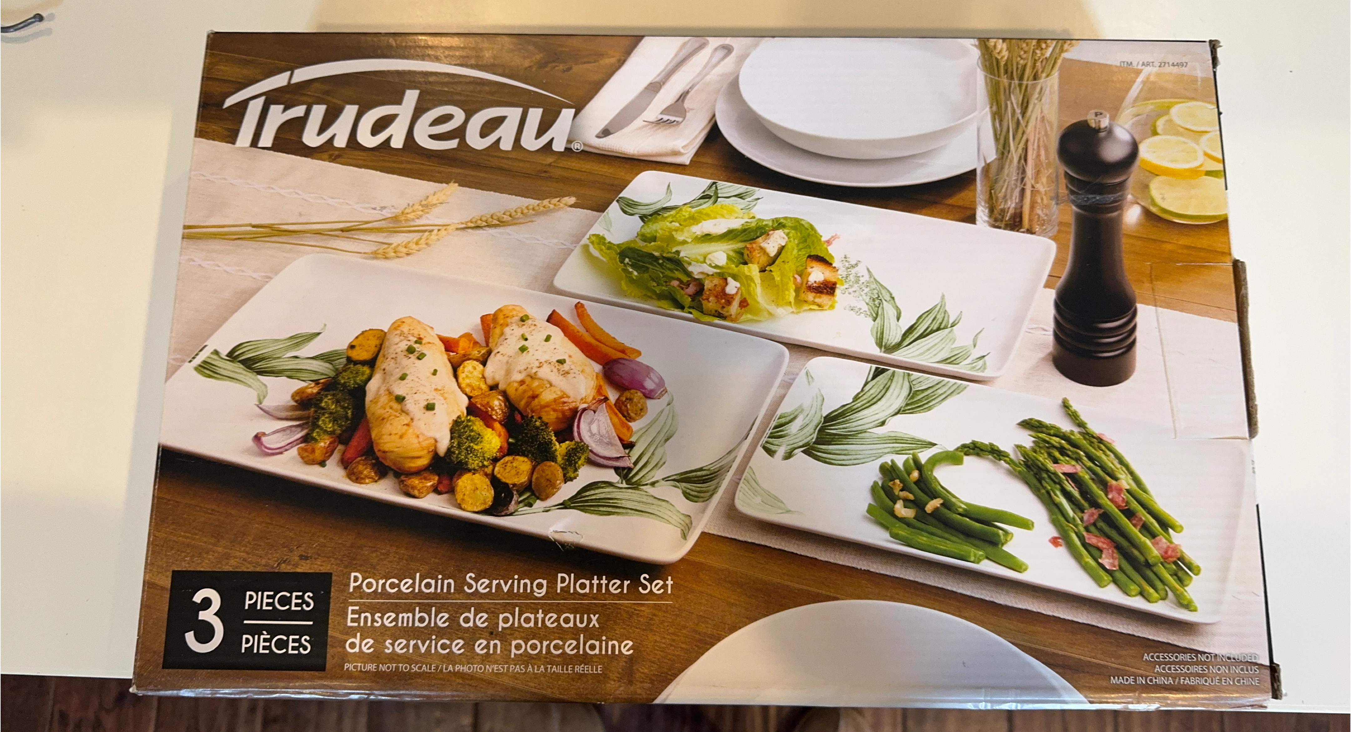 Trudeau Porcelain Serving Platter Set - 3 Pieces