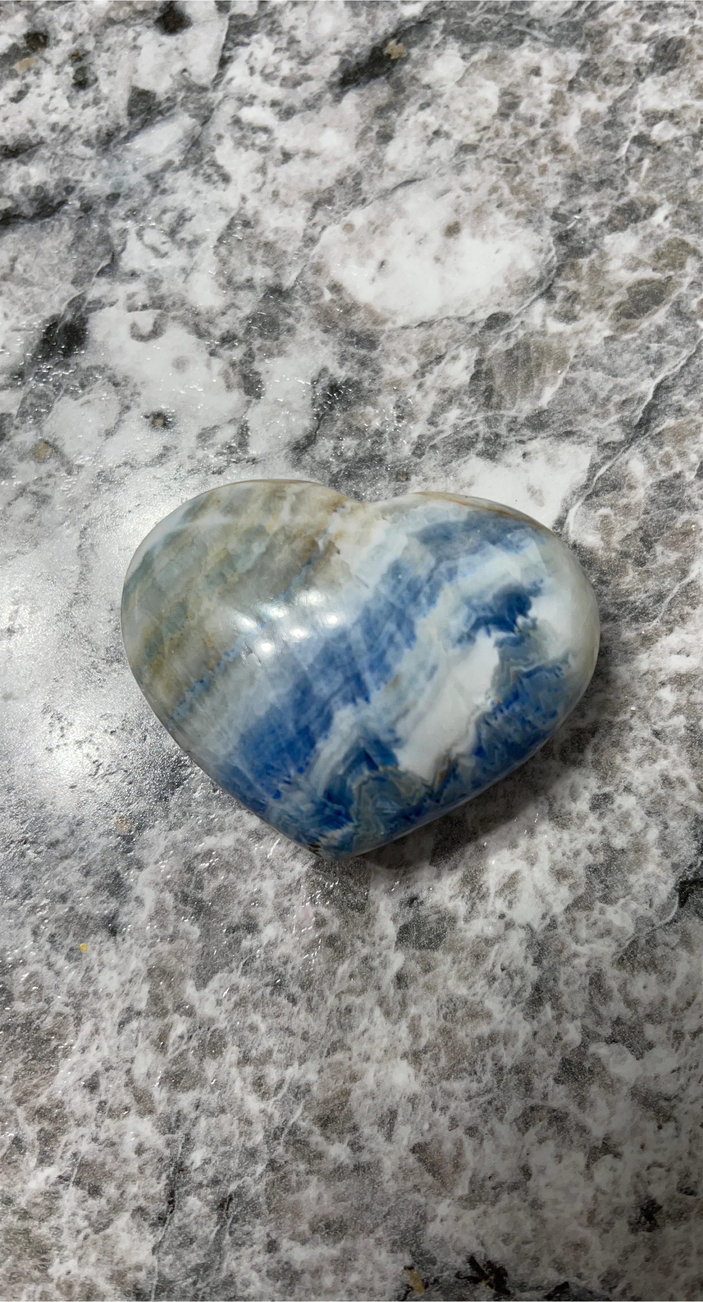 Heart-shaped Blue and White Stone